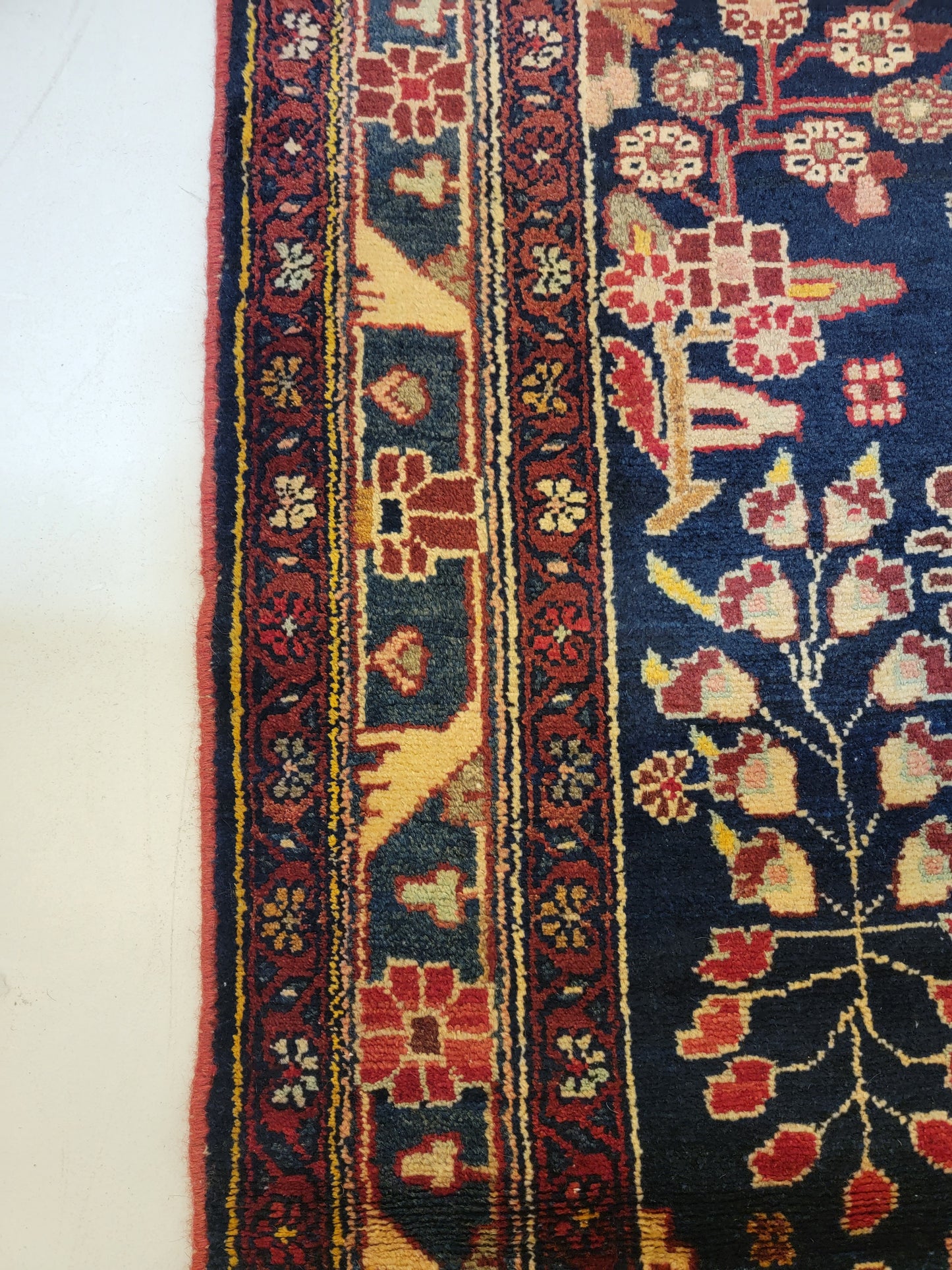 Antique Hand-Knotted Wool Runner Hamedan 3'6" x 13'3"