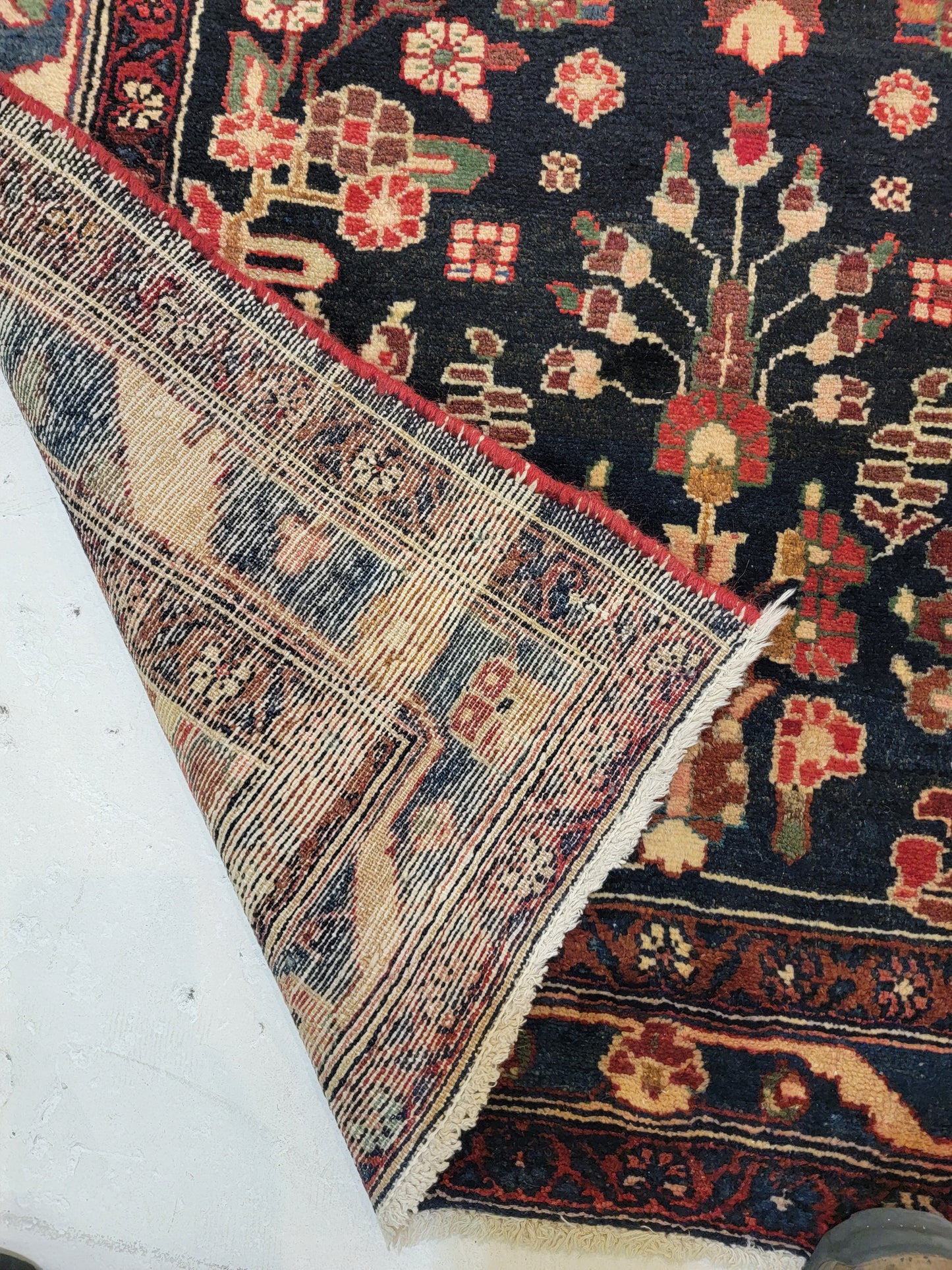 Antique Hand-Knotted Wool Runner Hamedan 3'6" x 13'3"