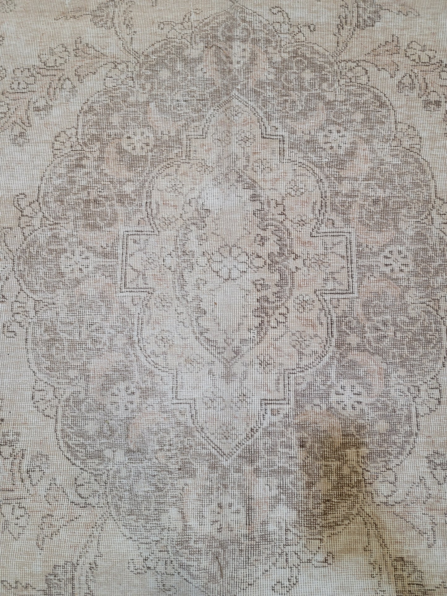 Antique Hand-Knotted Wool Area Rug Tabriz White Washed Distressed 6'8" x 9'2"