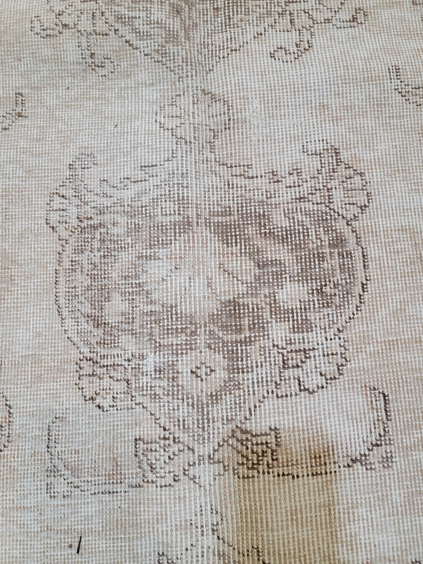 Antique Hand-Knotted Wool Area Rug Tabriz White Washed Distressed 6'8" x 9'2"