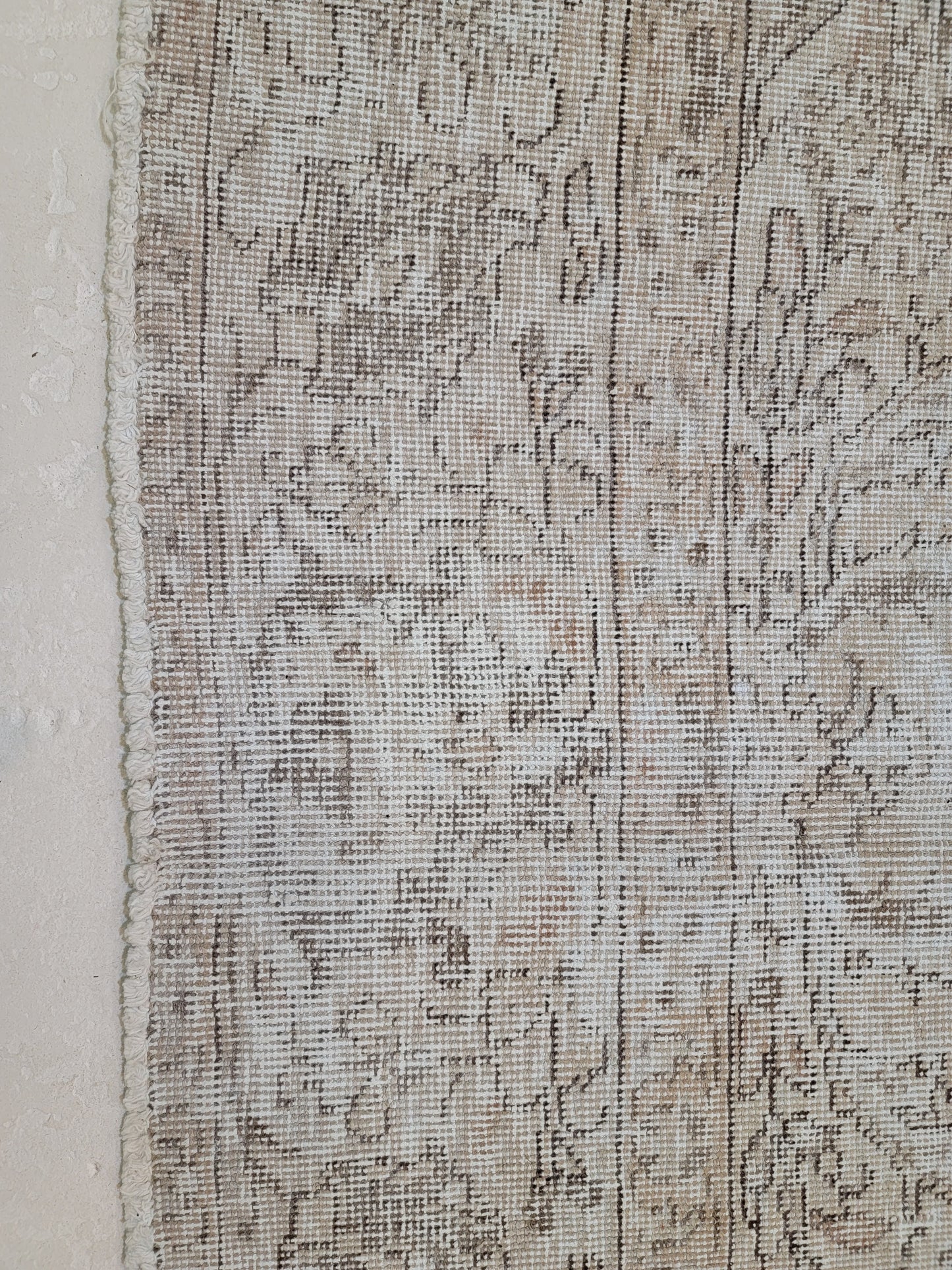 Antique Hand-Knotted Wool Area Rug Tabriz White Washed Distressed 6'8" x 9'2"