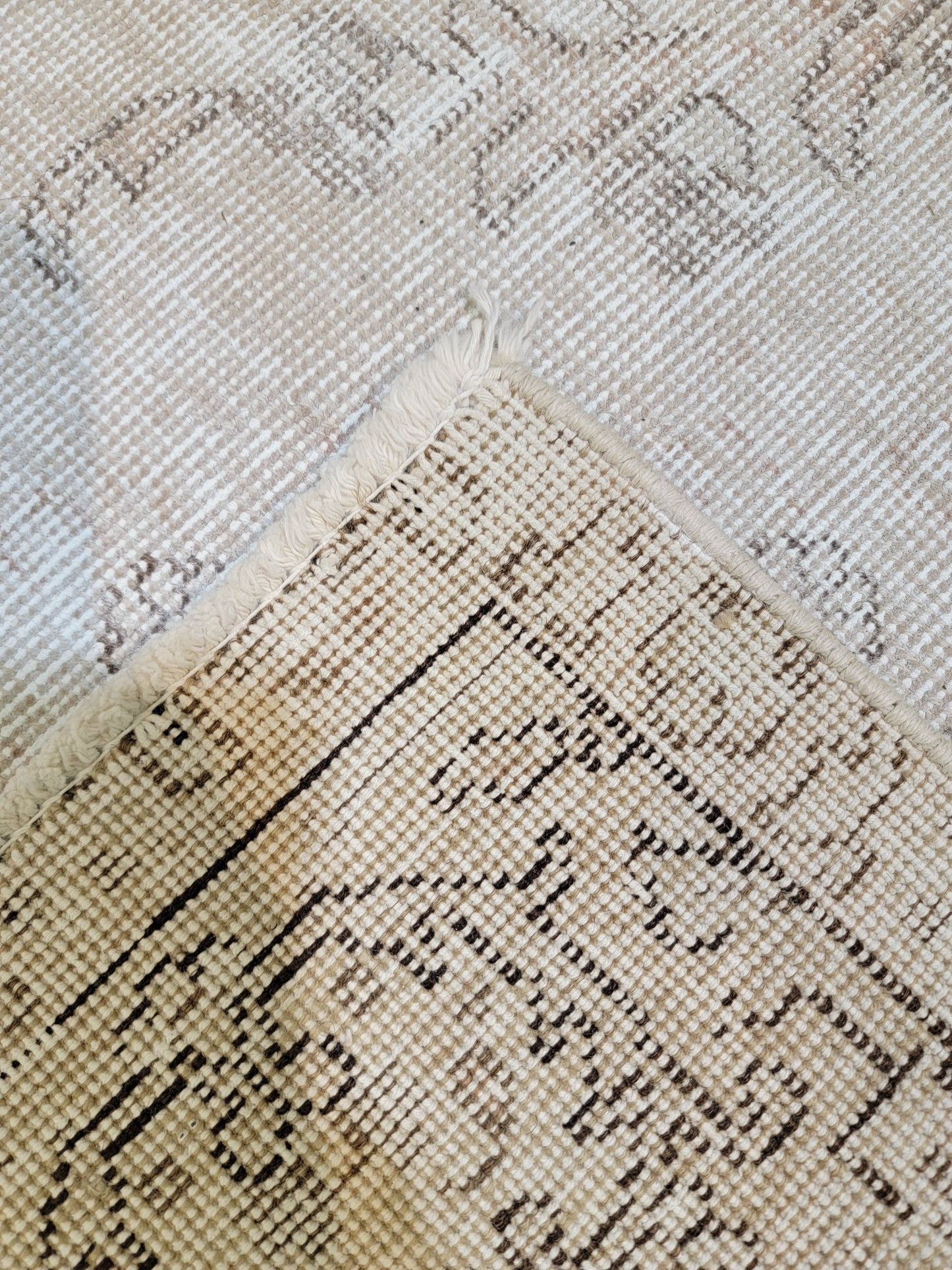 Antique Hand-Knotted Wool Area Rug Tabriz White Washed Distressed 6'8" x 9'2"