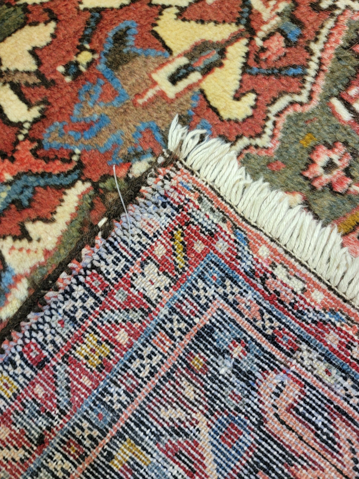 Antique Hand-Knotted Wool Area Rug Heriz Karajeh 5' x 7'