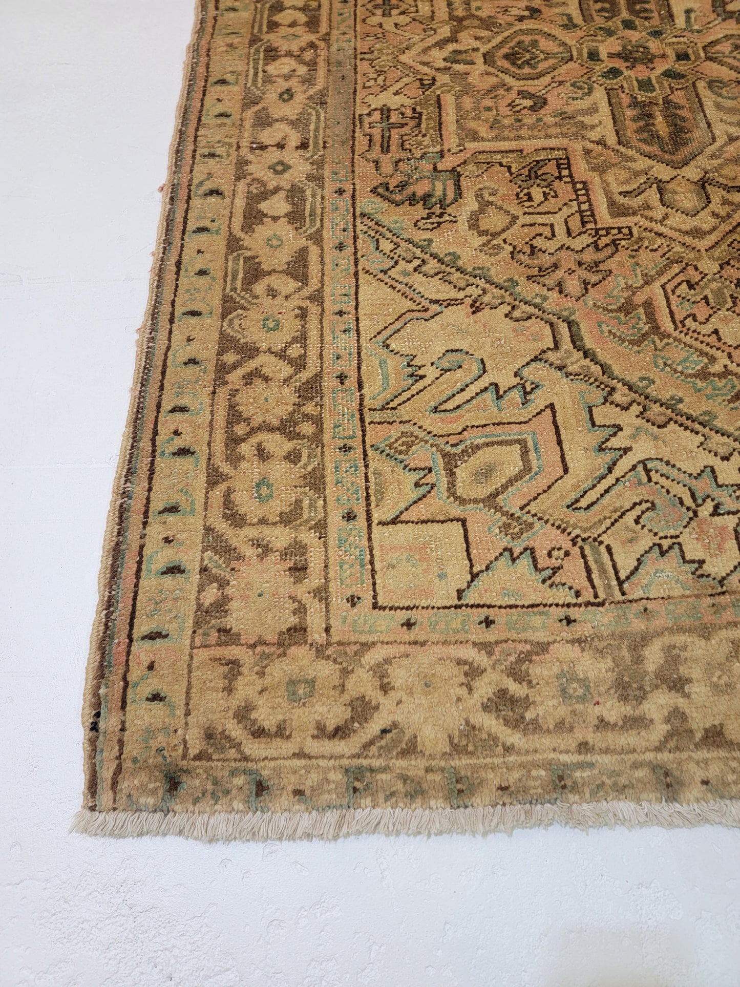 Antique Hand-Knotted Wool Area Rug Heriz 4'8" x 7'