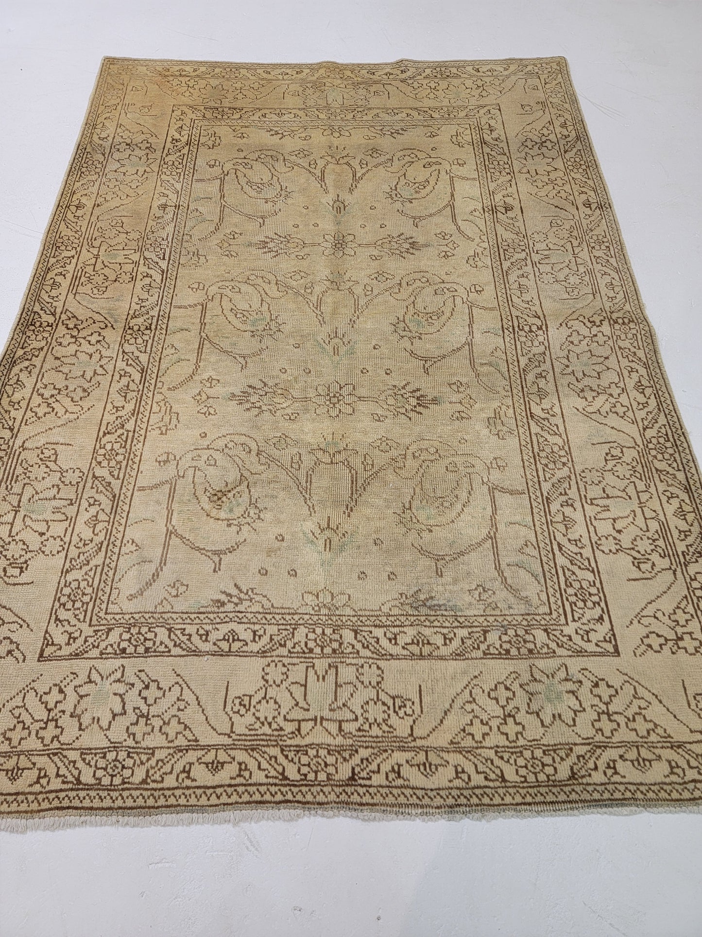 Antique Hand-Knotted Wool Area Rug Tabriz 3'5" x 4'5"