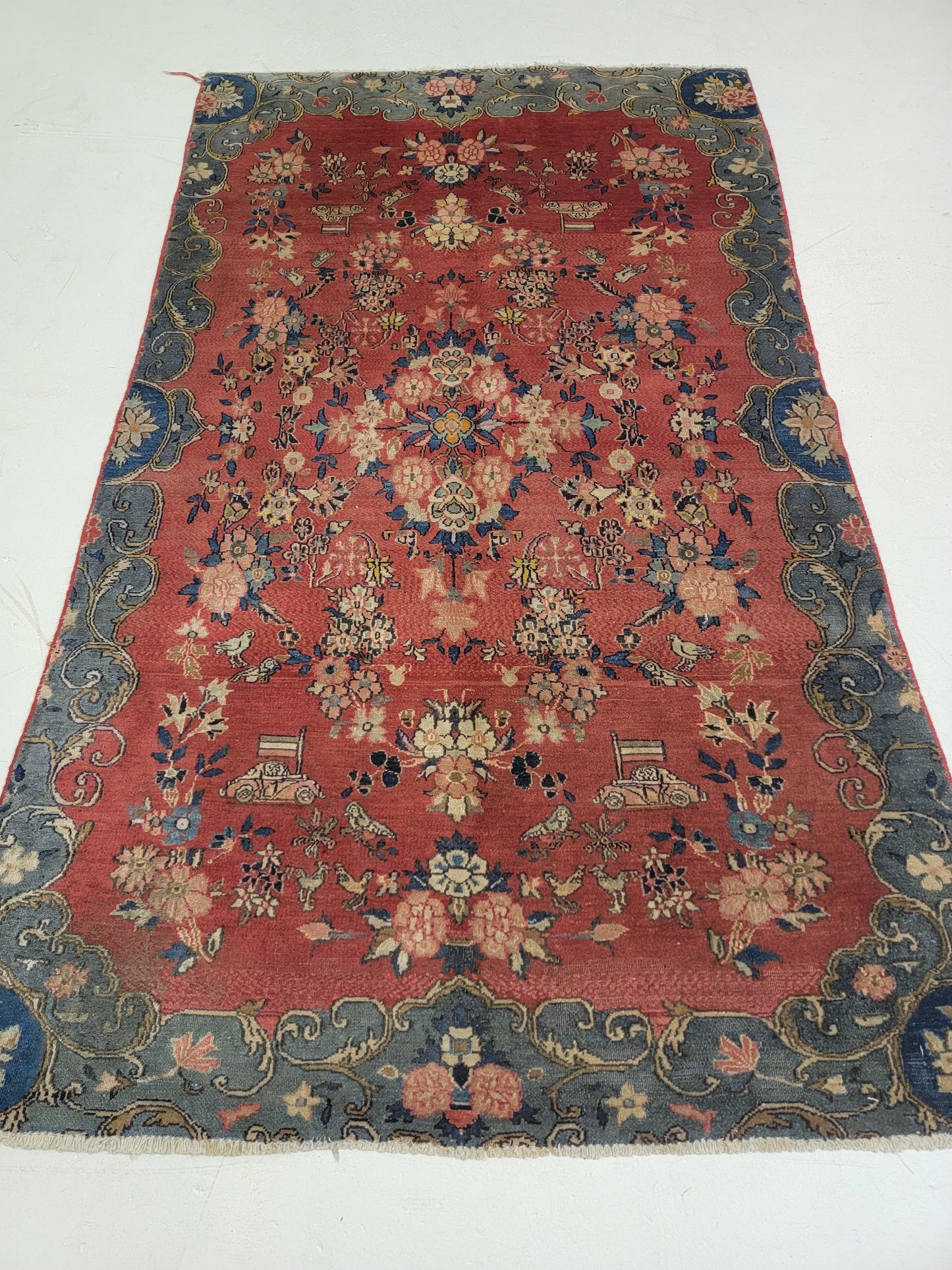 Antique Hand-Knotted Wool Area Rug Bijar Colletible 3'7" x 6'5"
