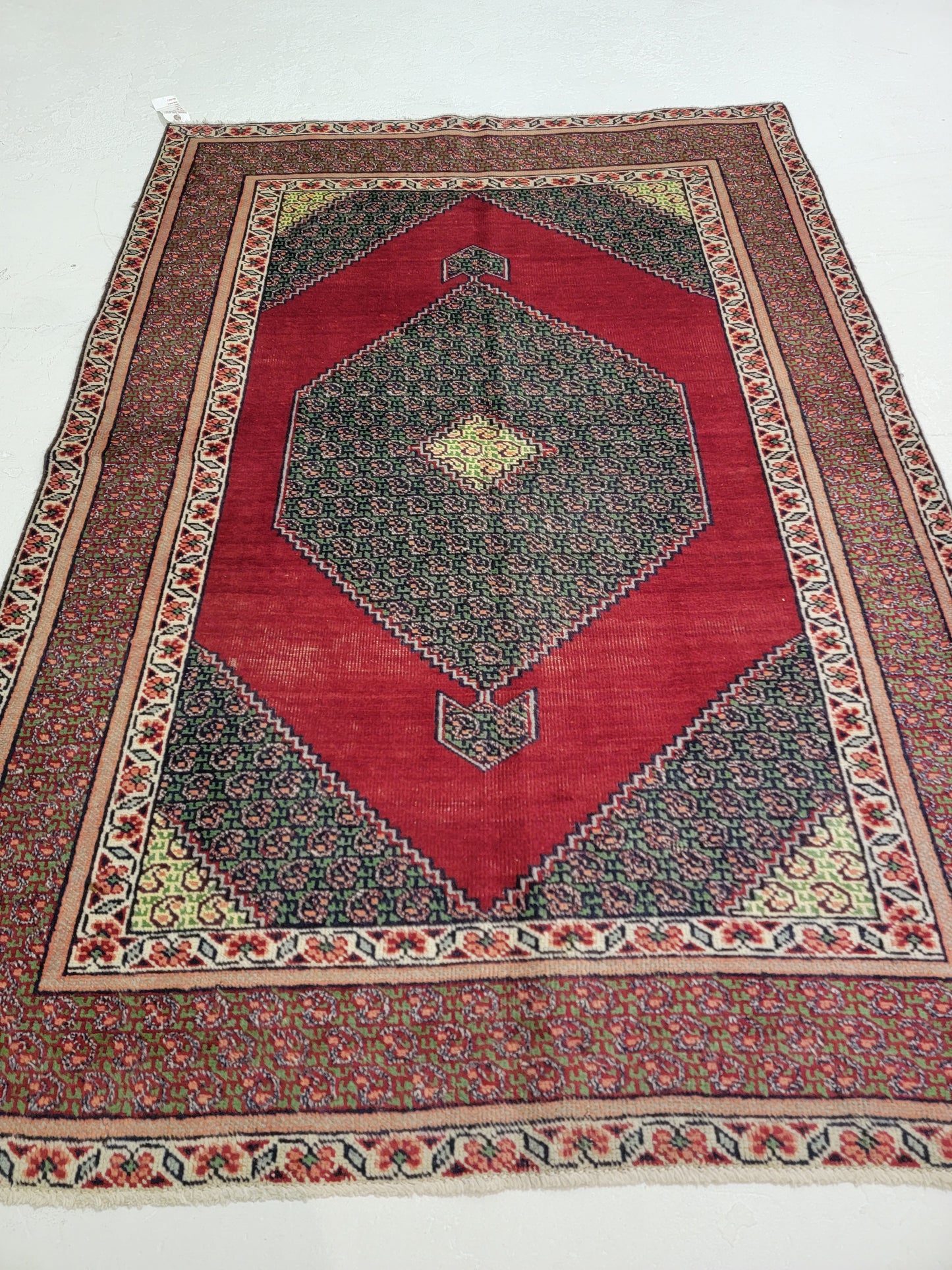 Antique Hand-Knotted Wool Area Rug Tabriz Open Field 4'4" x 6'2"