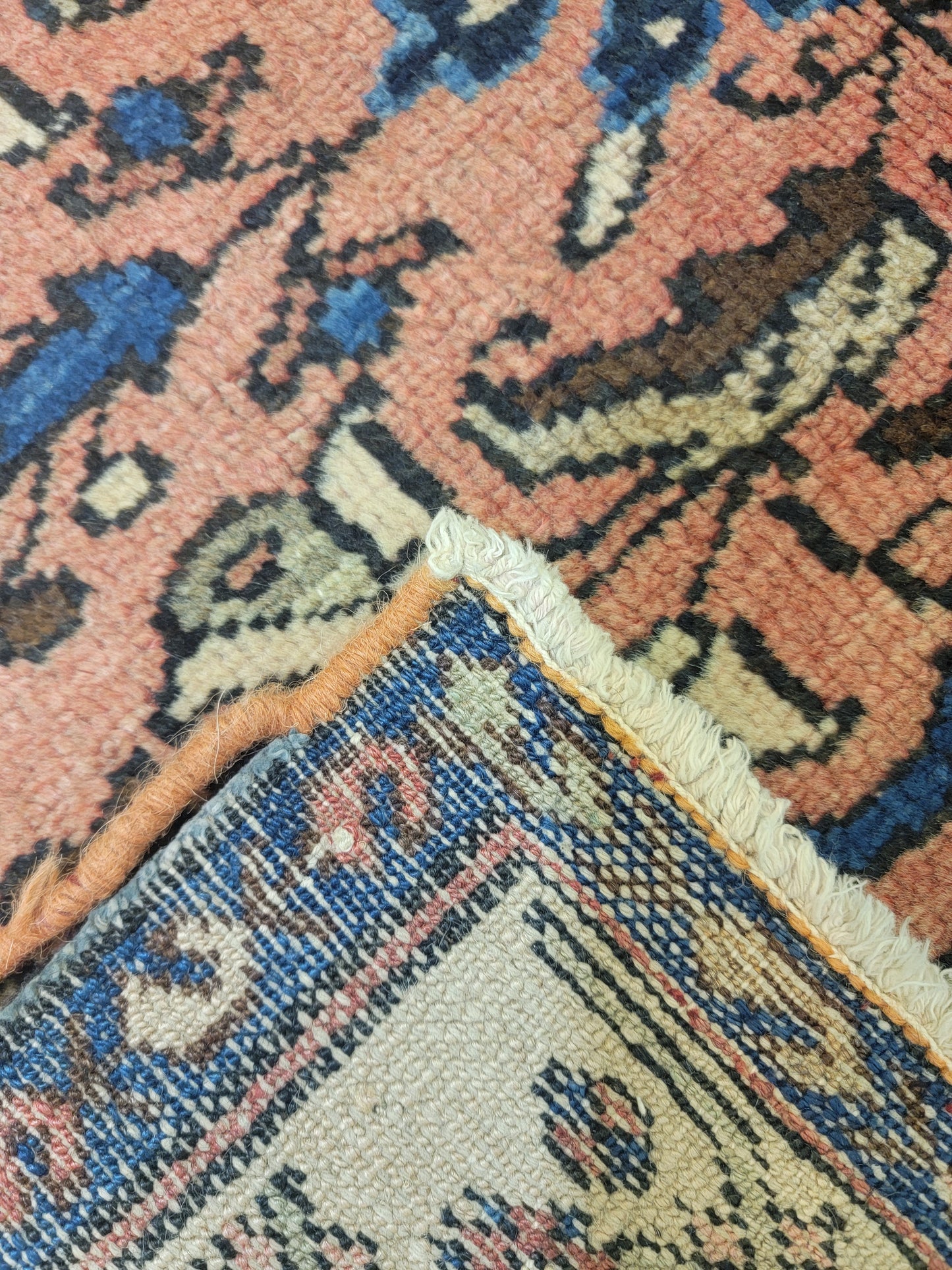 Antique Hand-Knotted Wool Area Rug Kurdish Malayer 4'2" x 6'3"