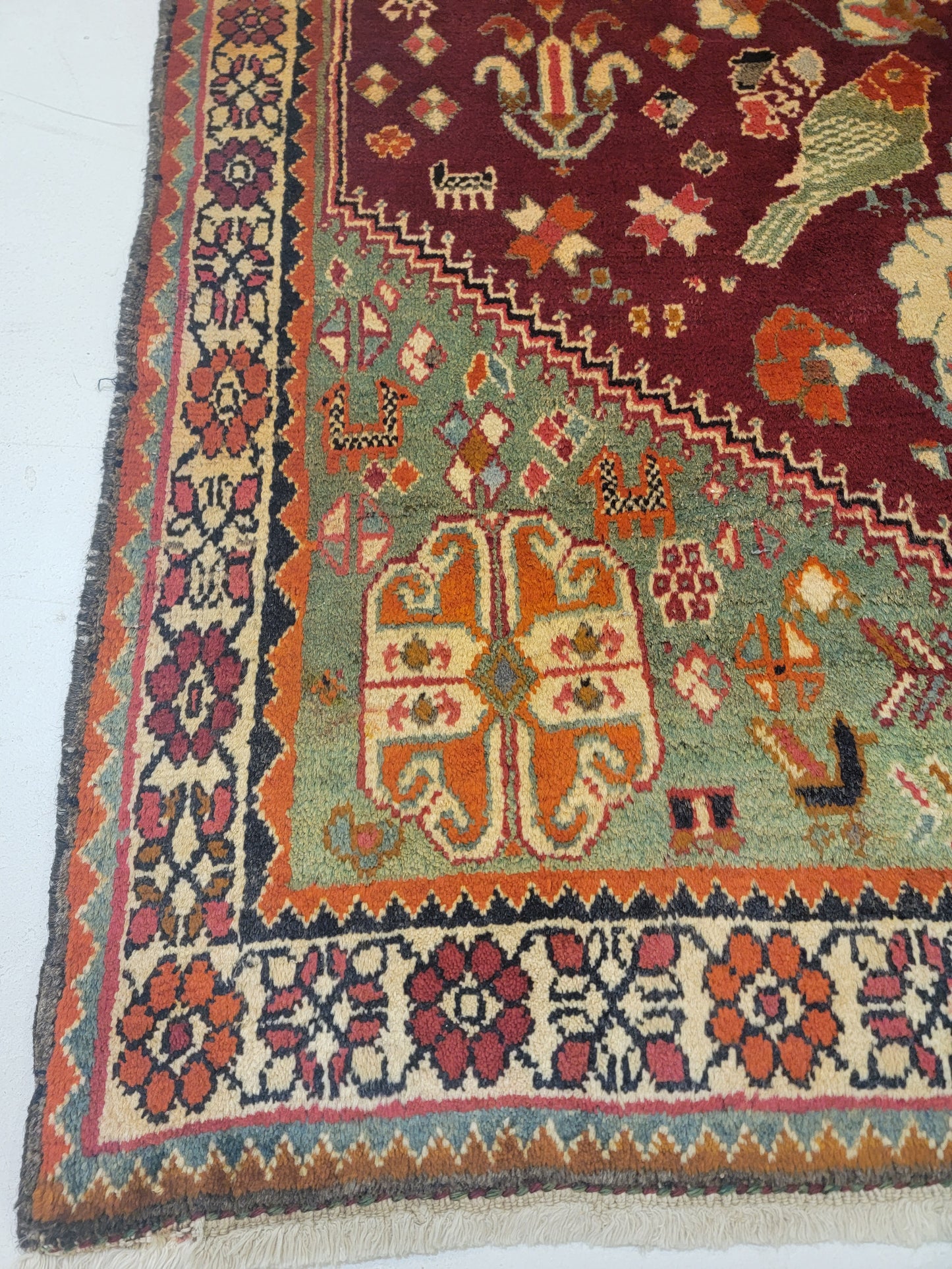 Antique Hand-Knotted Wool Area Rug Qashqai 3'6" x 6'10"