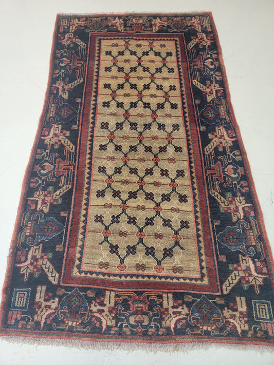 Antique Hand-Knotted Wool Area Rug Malayer 3'6" x 6'3"