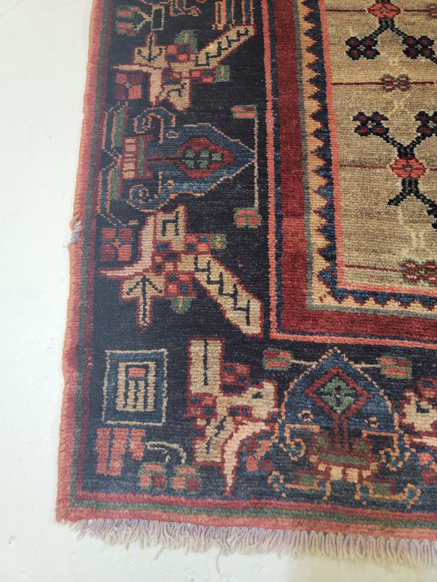 Antique Hand-Knotted Wool Area Rug Malayer 3'6" x 6'3"