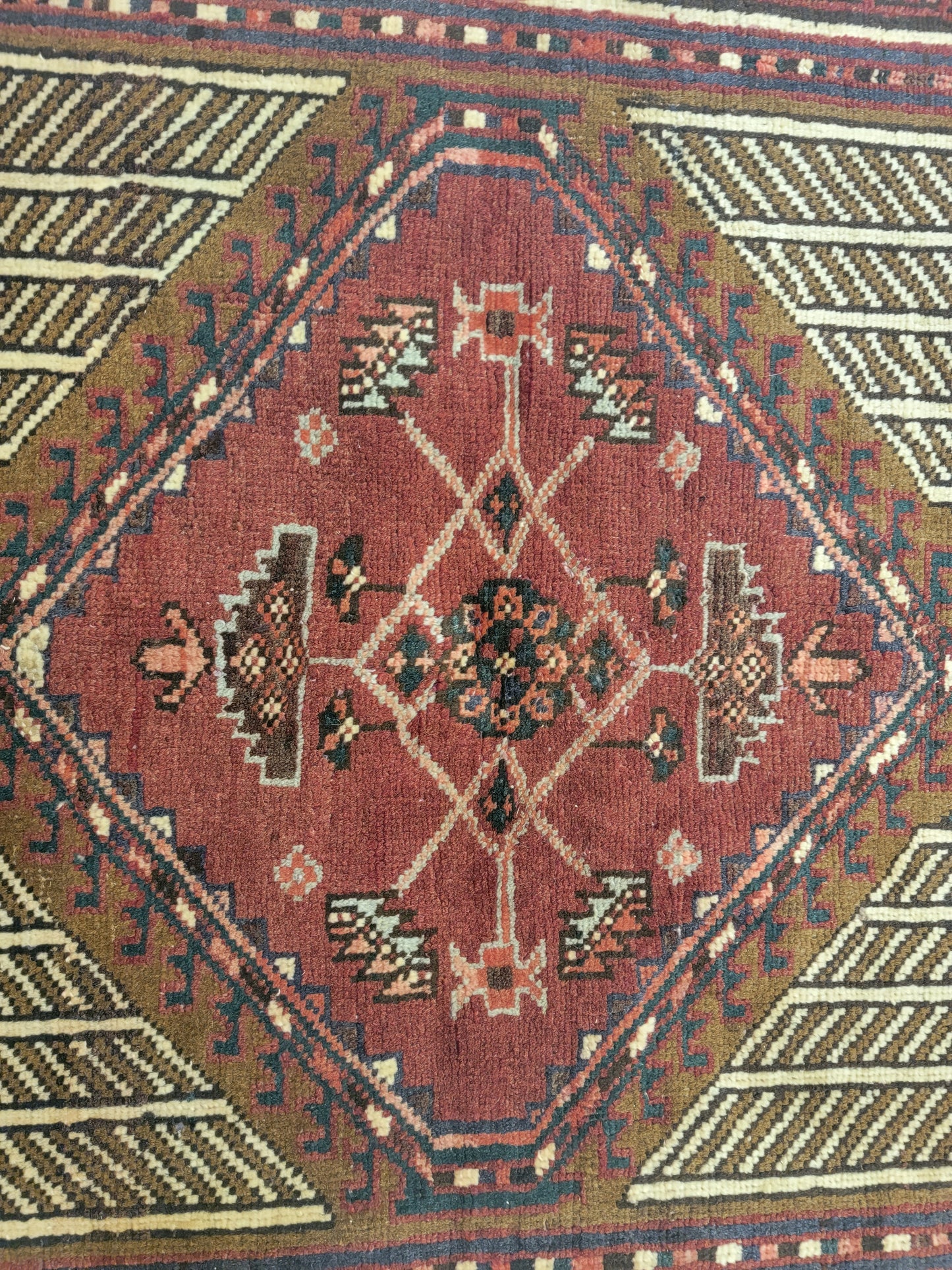 Antique Hand-Knotted Wool Gallery Size Sarab 3'3" x 7'7"