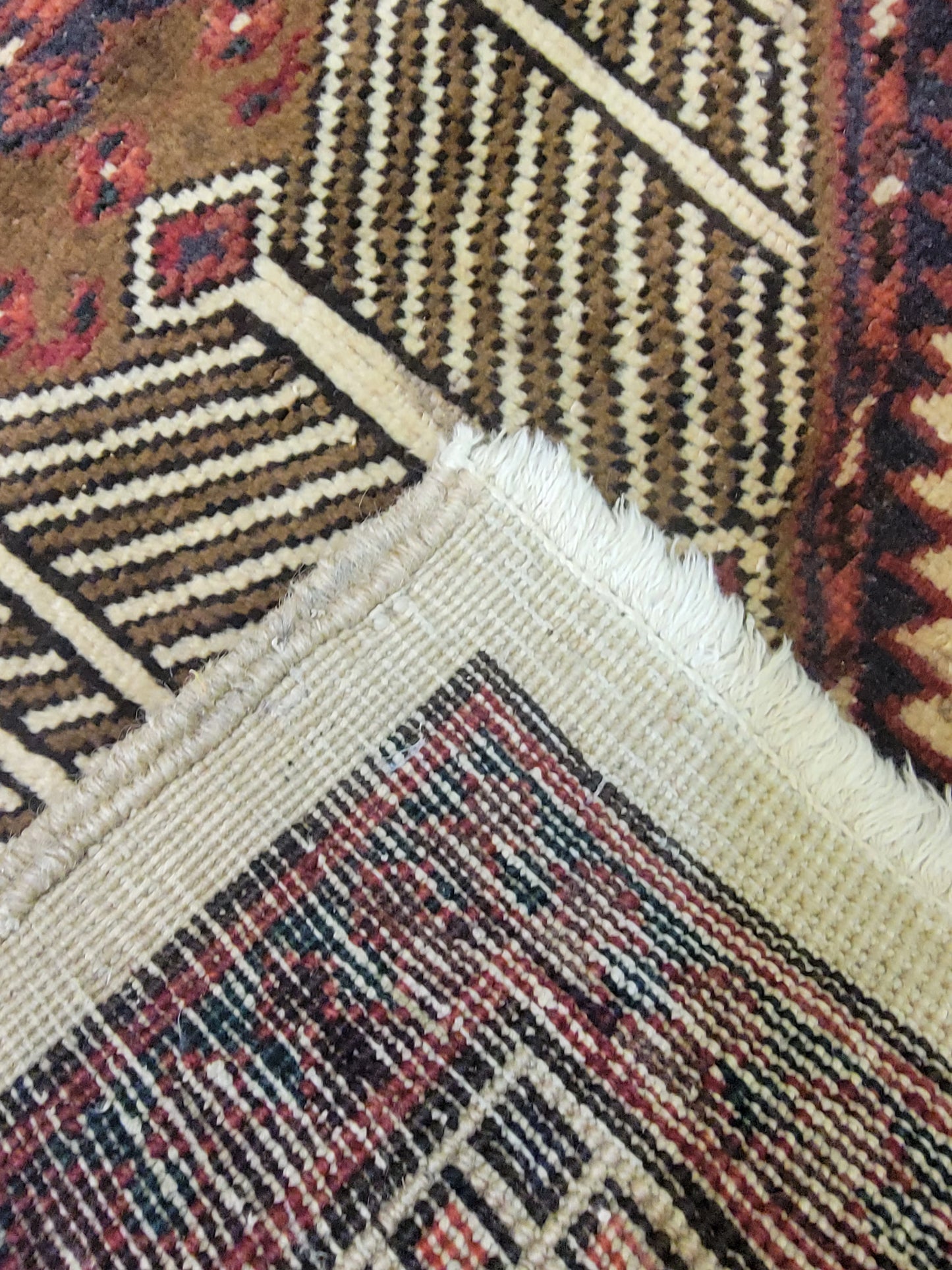 Antique Hand-Knotted Wool Gallery Size Sarab 3'3" x 7'7"