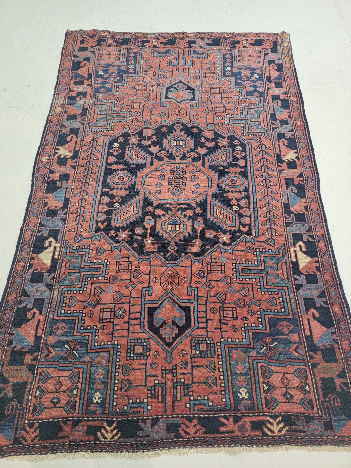 Antique Hand-Knotted Wool Area Rug Malayer 4'5" x 7'2"