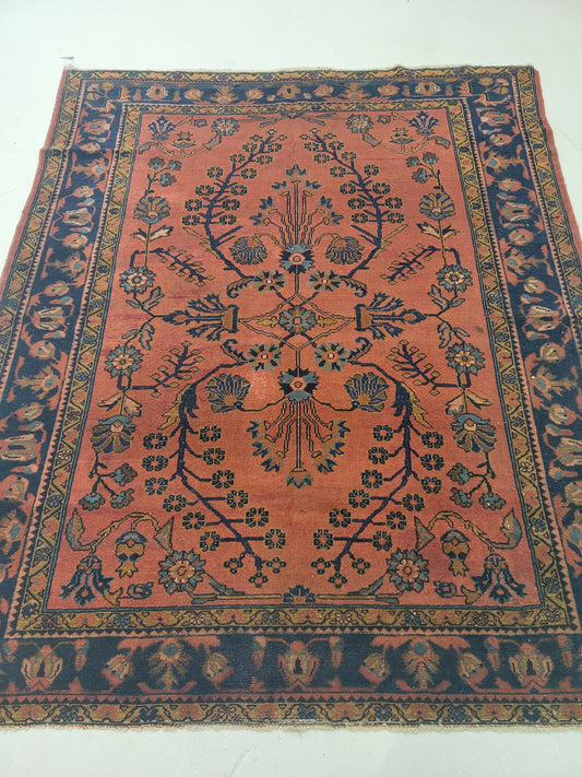 Antique Hand-Knotted Wool Area Rug Armenian Lillian 5'2" x 6'3"