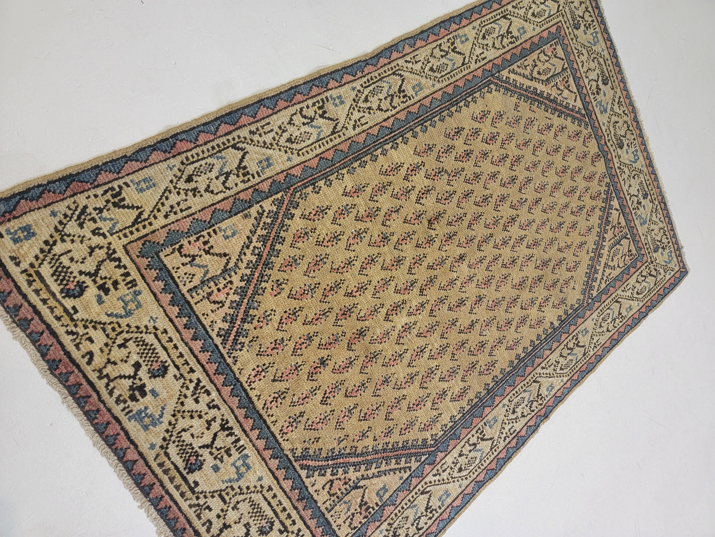 Antique Hand-Knotted Wool Area Rug Saraband 3'11" x 5'4"