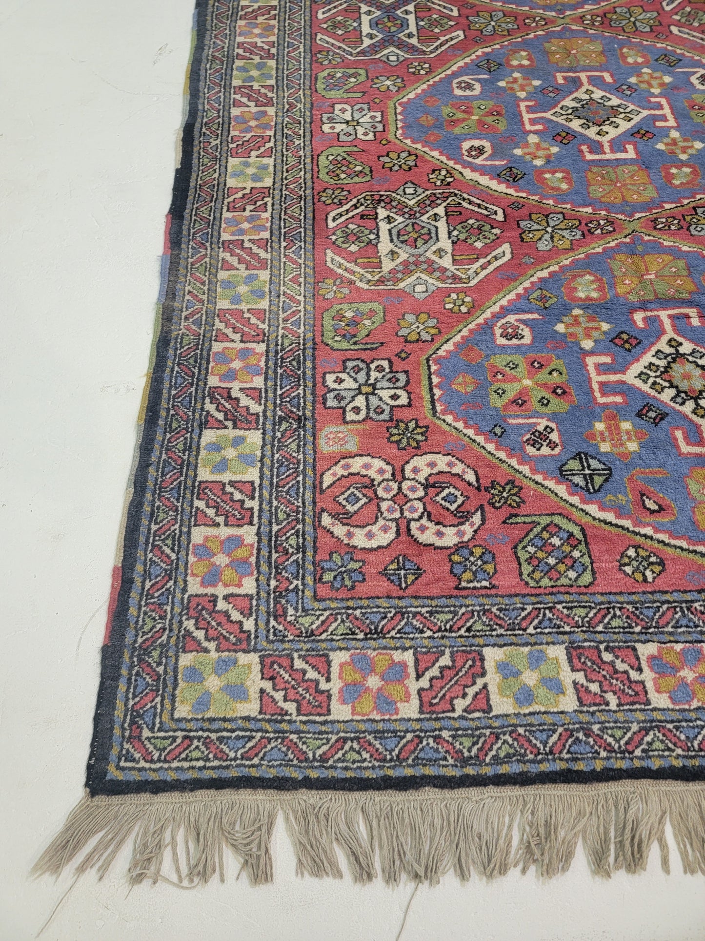 Antique Hand-Knotted Wool Area Rug Kazak 4'7" x 6'7"