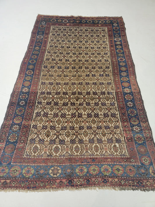 Antique Hand-Knotted Wool Area Rug Malayer 4'2" x 7'