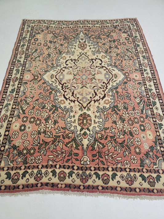 Antique Hand-Knotted Wool Area Rug Mahal 5' x 6'6"