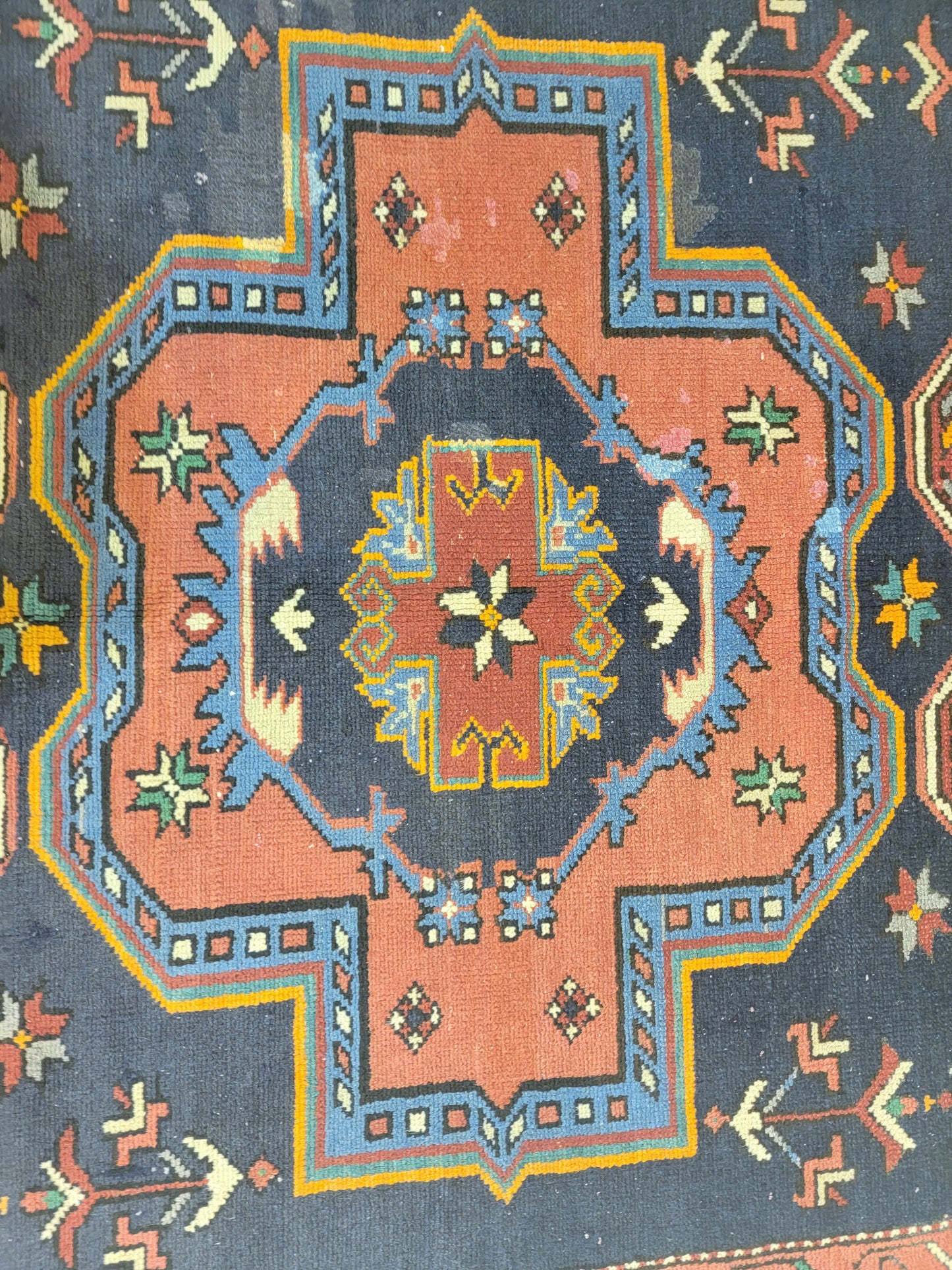 Antique Hand-Knotted Wool Gallery Size Malayer 4'7" x 7'6"