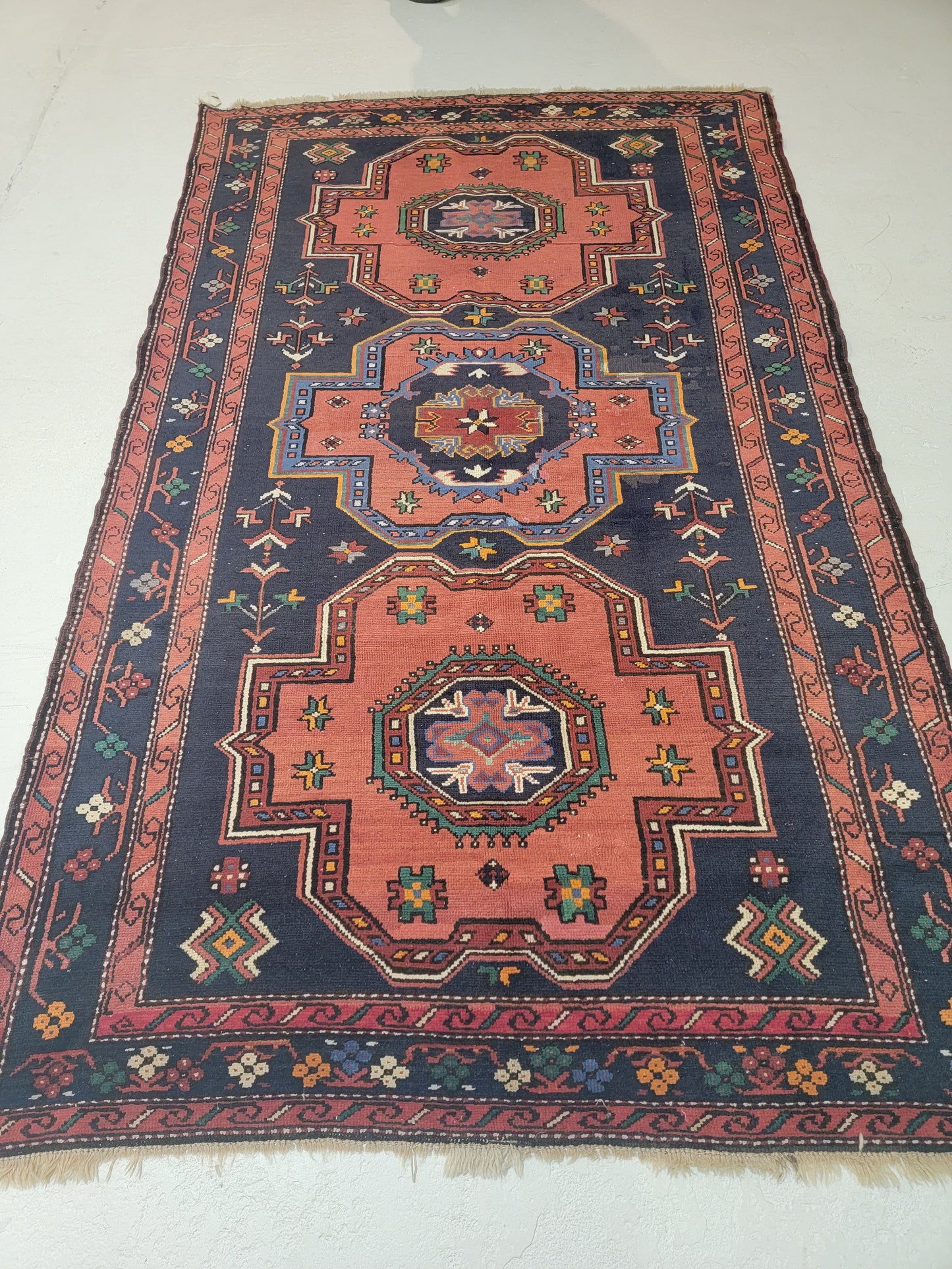 Antique Hand-Knotted Wool Gallery Size Malayer 4'7" x 7'6"