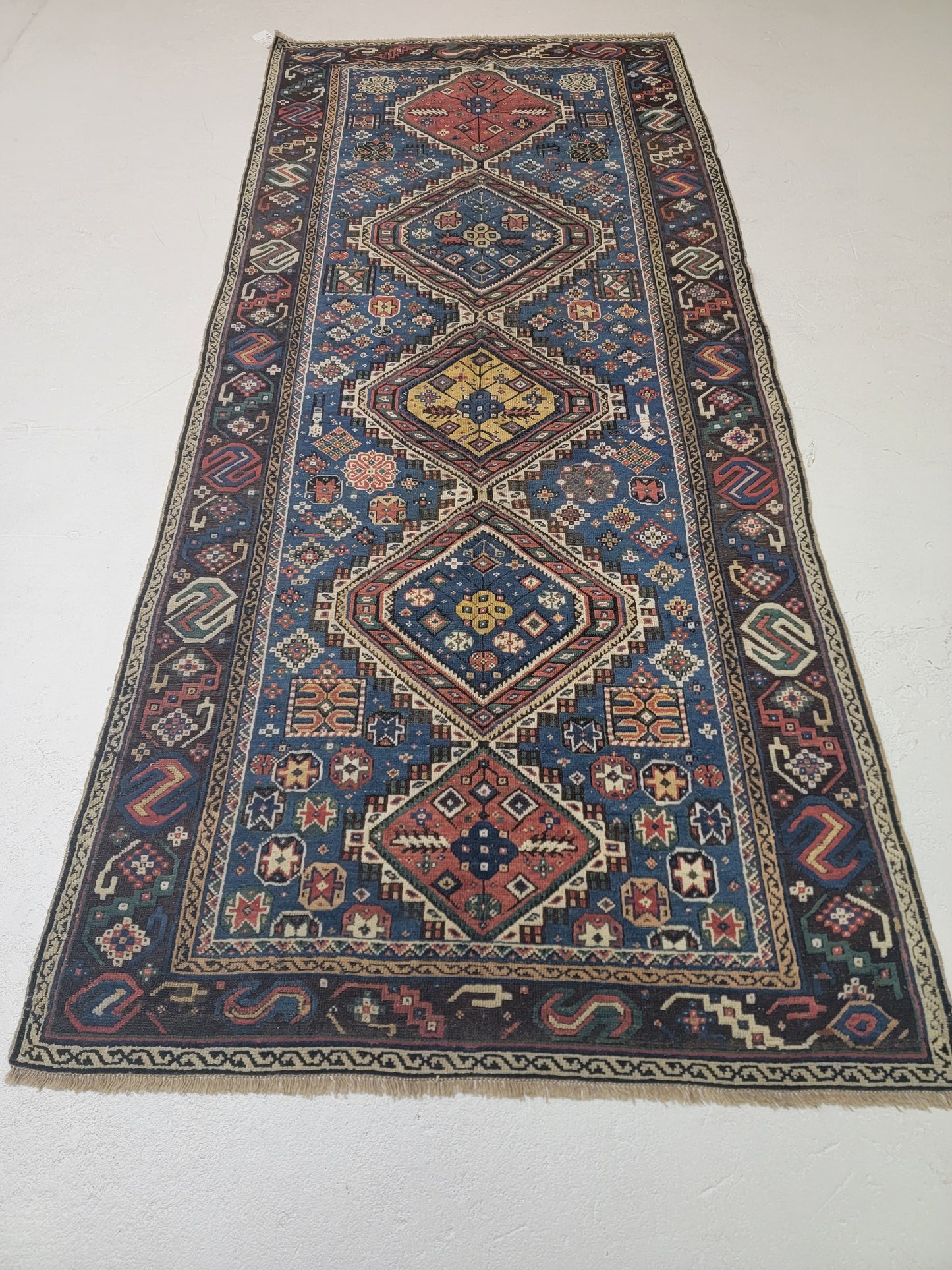 Antique Hand-Knotted Wool Gallery Size Shirvan Dagestan 3'10" x 9'