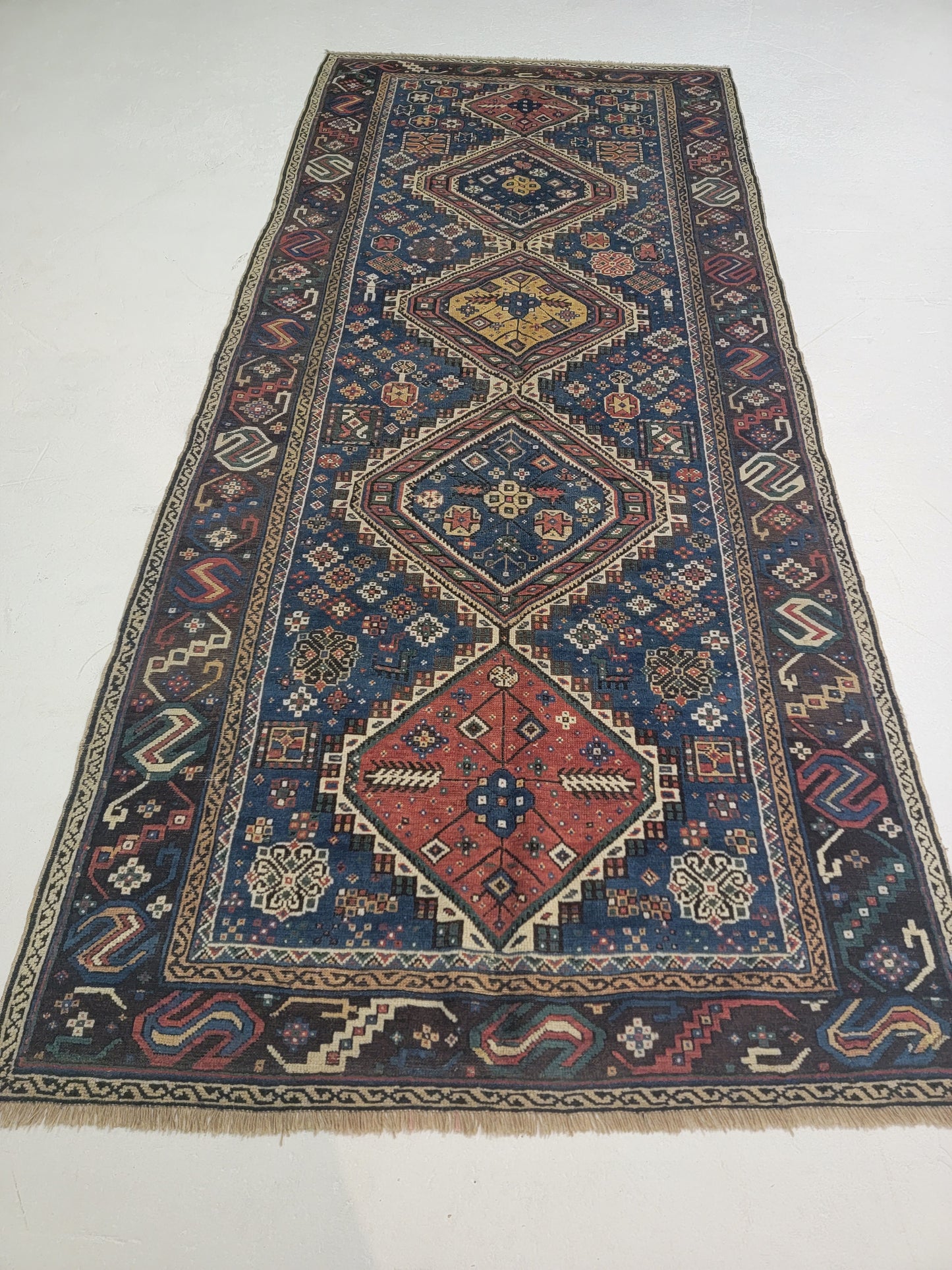 Antique Hand-Knotted Wool Gallery Size Shirvan Dagestan 3'10" x 9'