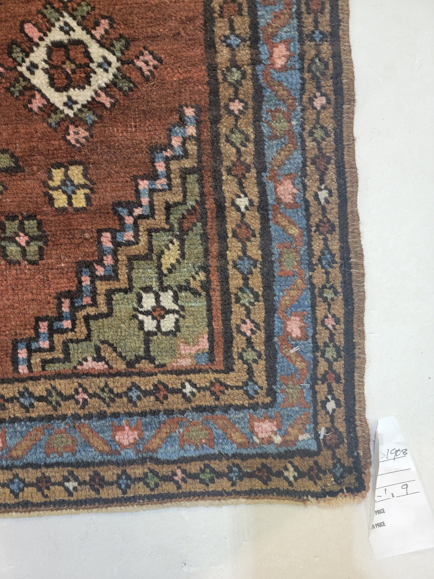 Antique Hand-Knotted Wool Runner Serapi 2'1" x 9'