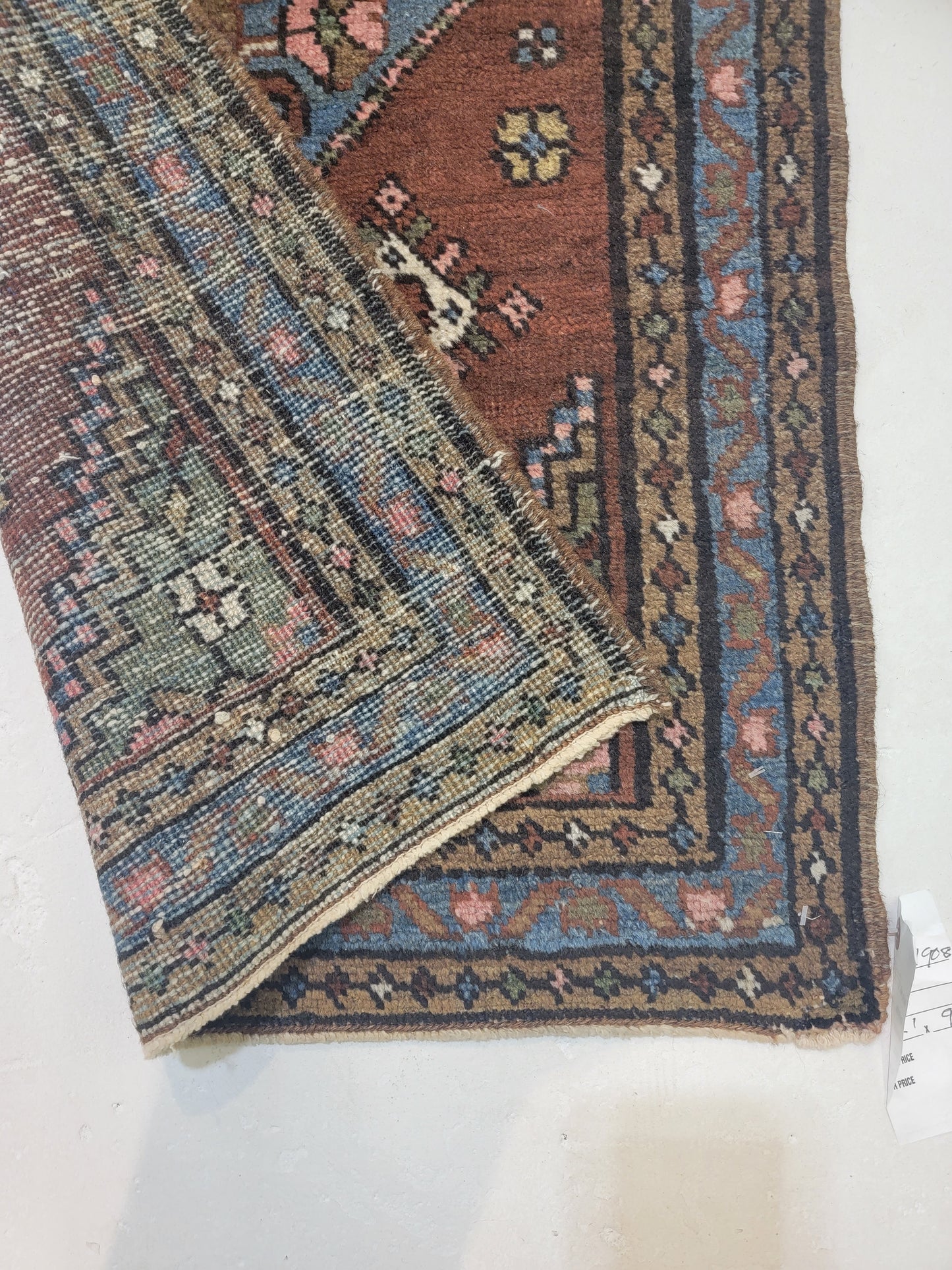 Antique Hand-Knotted Wool Runner Serapi 2'1" x 9'
