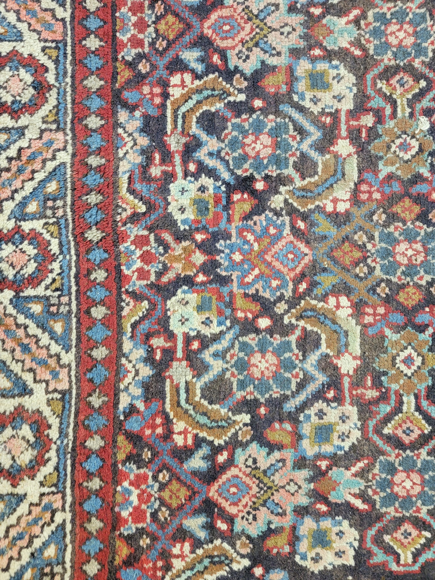 Antique Hand-Knotted Wool Runner Meshkabad 3'5" x 14'