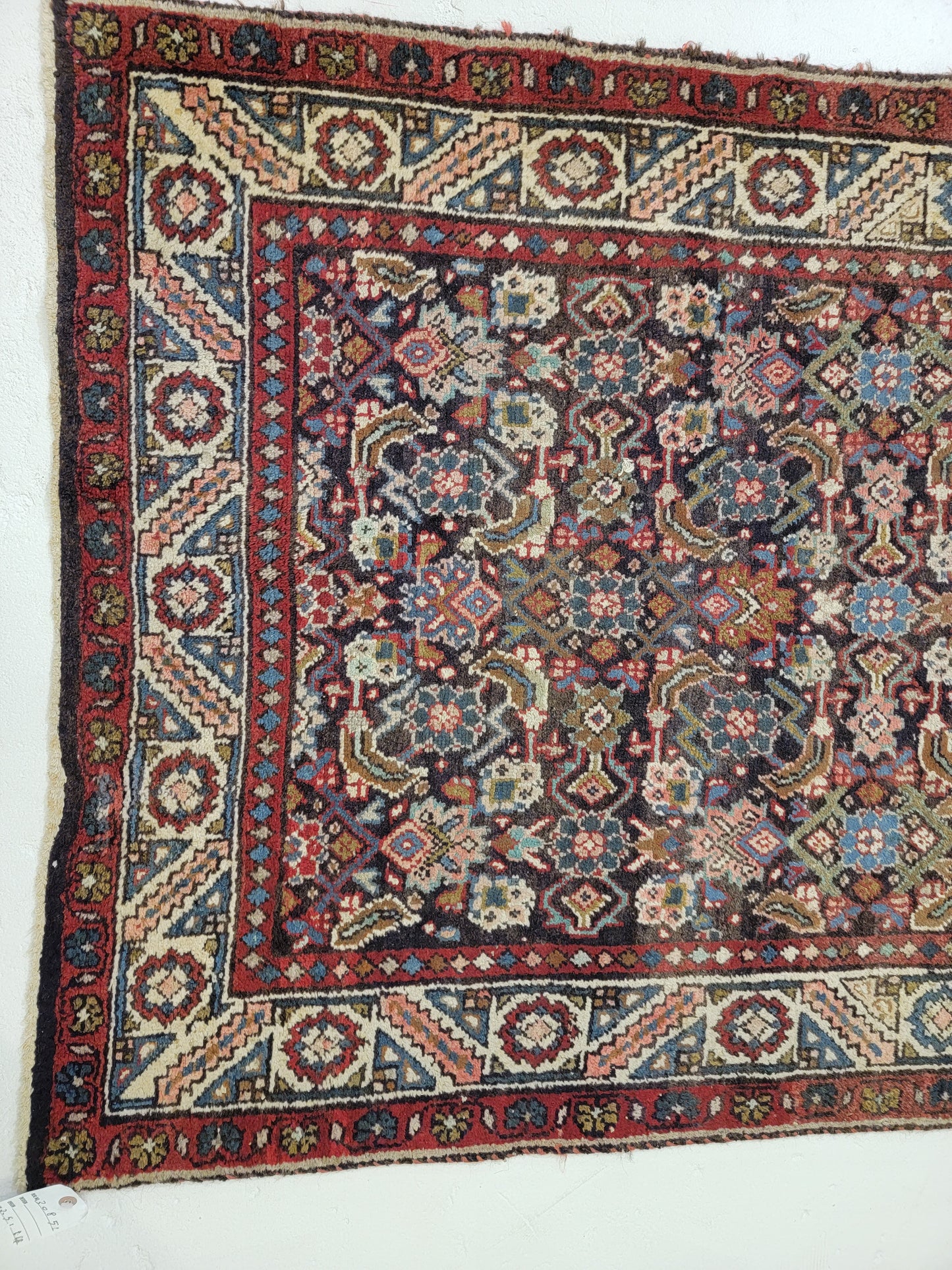 Antique Hand-Knotted Wool Runner Meshkabad 3'5" x 14'