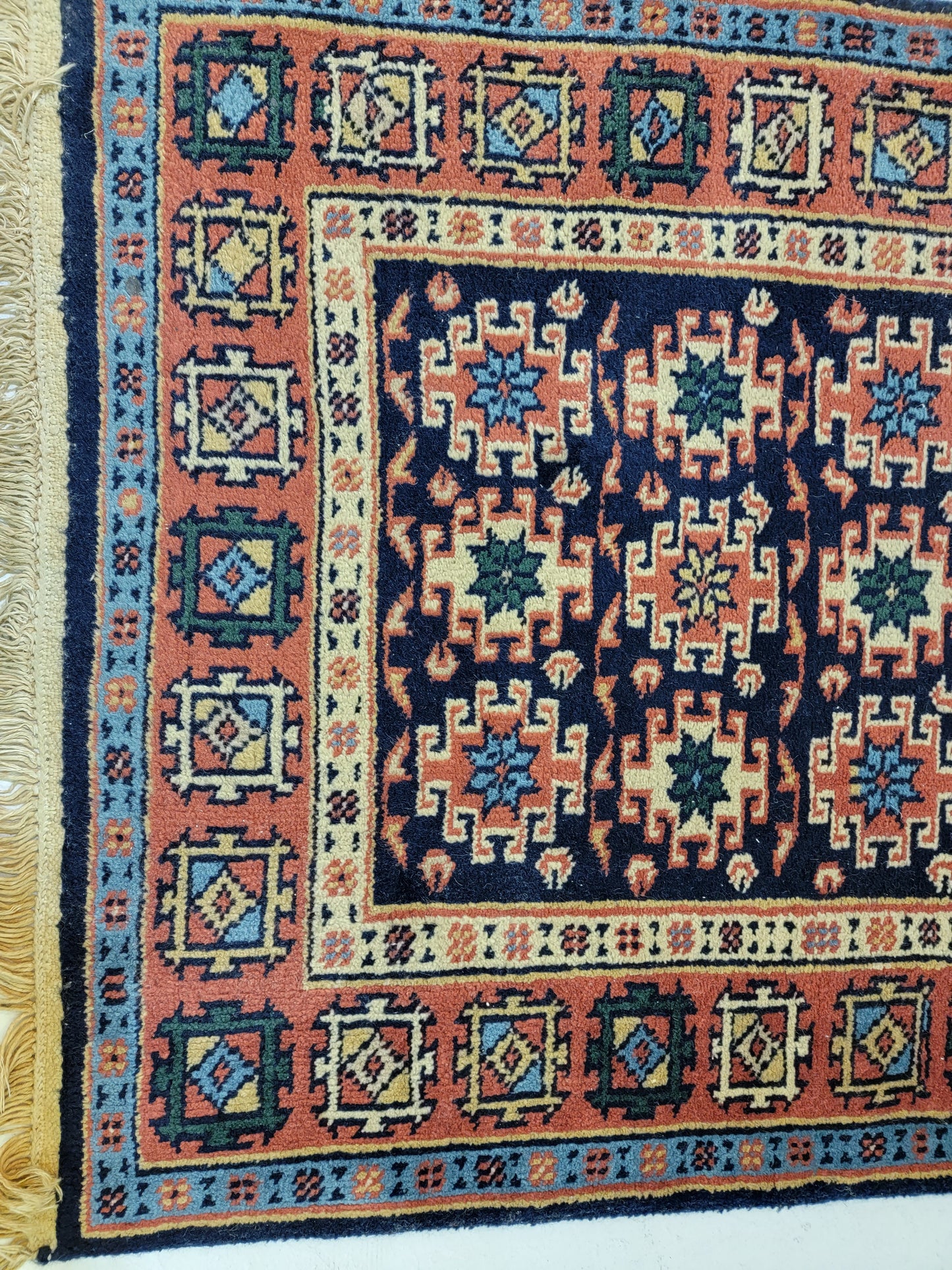 Hand-Knotted Wool Runner Indian 2'8" x 10'