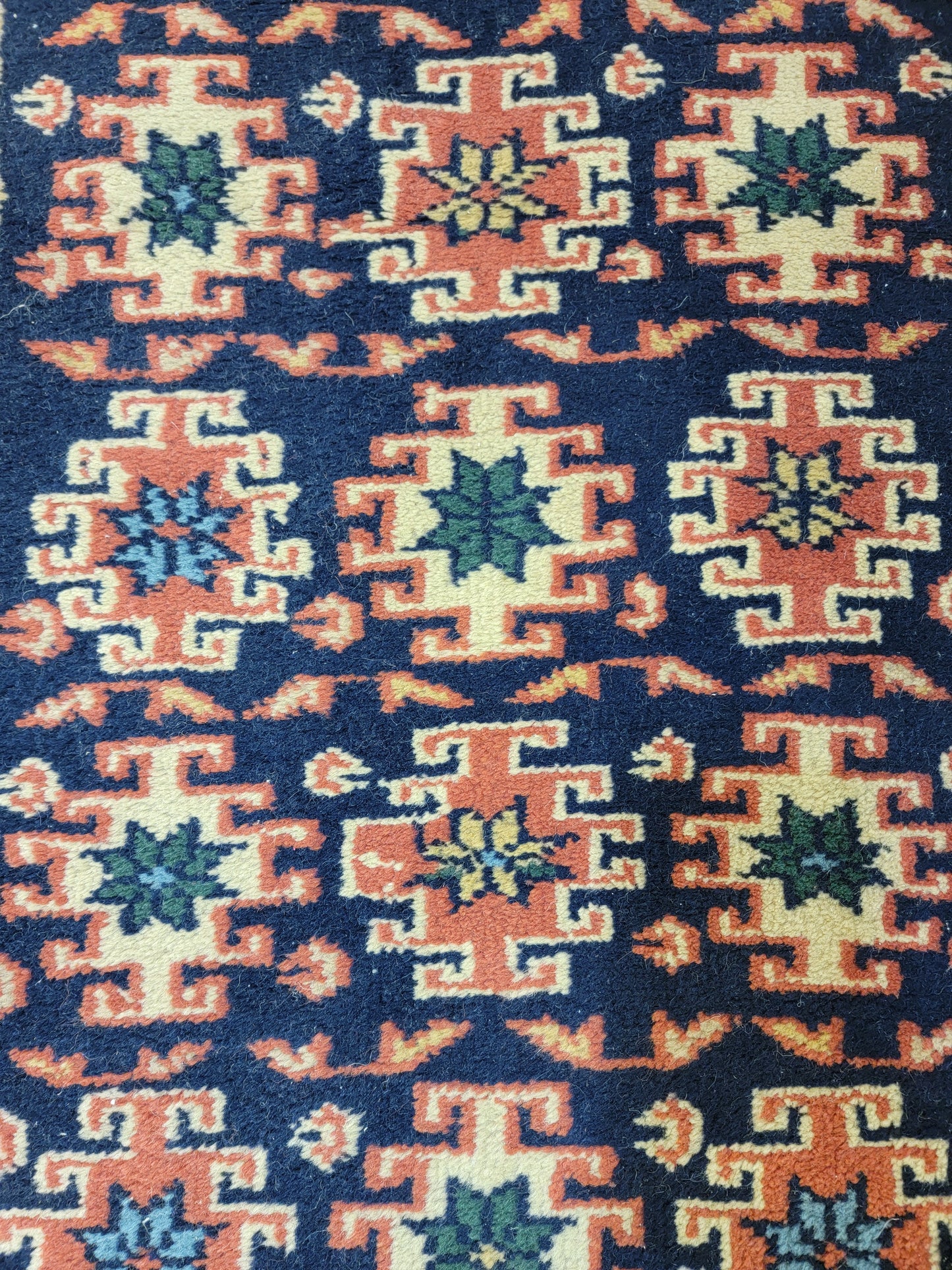 Hand-Knotted Wool Runner Indian 2'8" x 10'