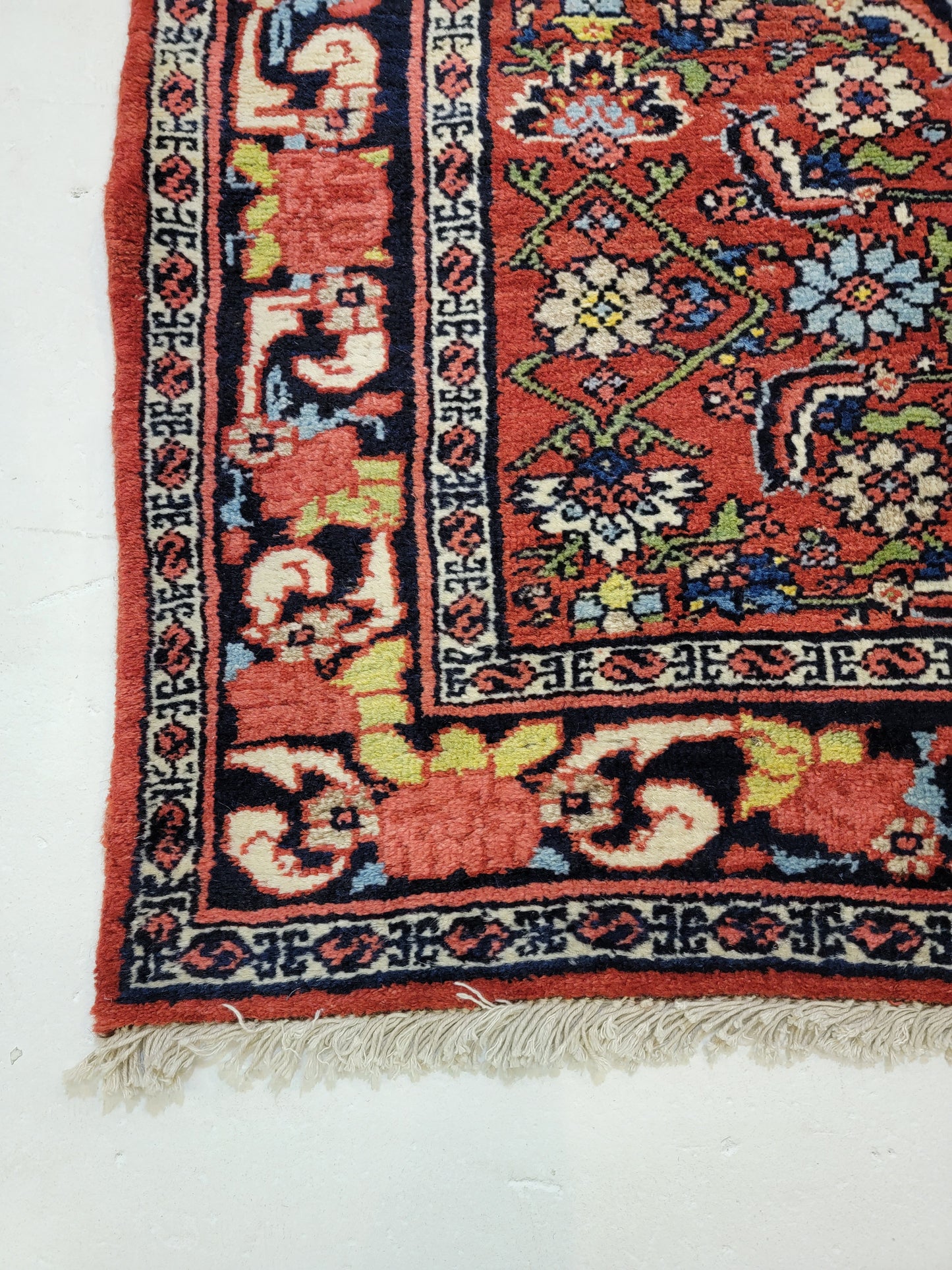 Antique Hand-Knotted Wool Runner Bijar 3'6" x 12'9"