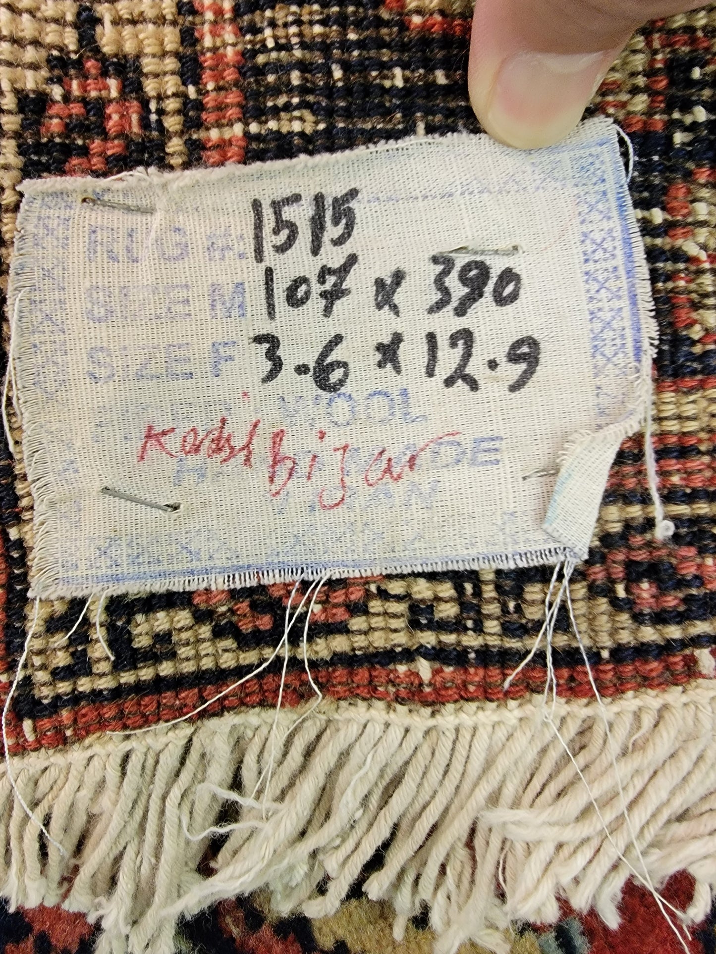 Antique Hand-Knotted Wool Runner Bijar 3'6" x 12'9"
