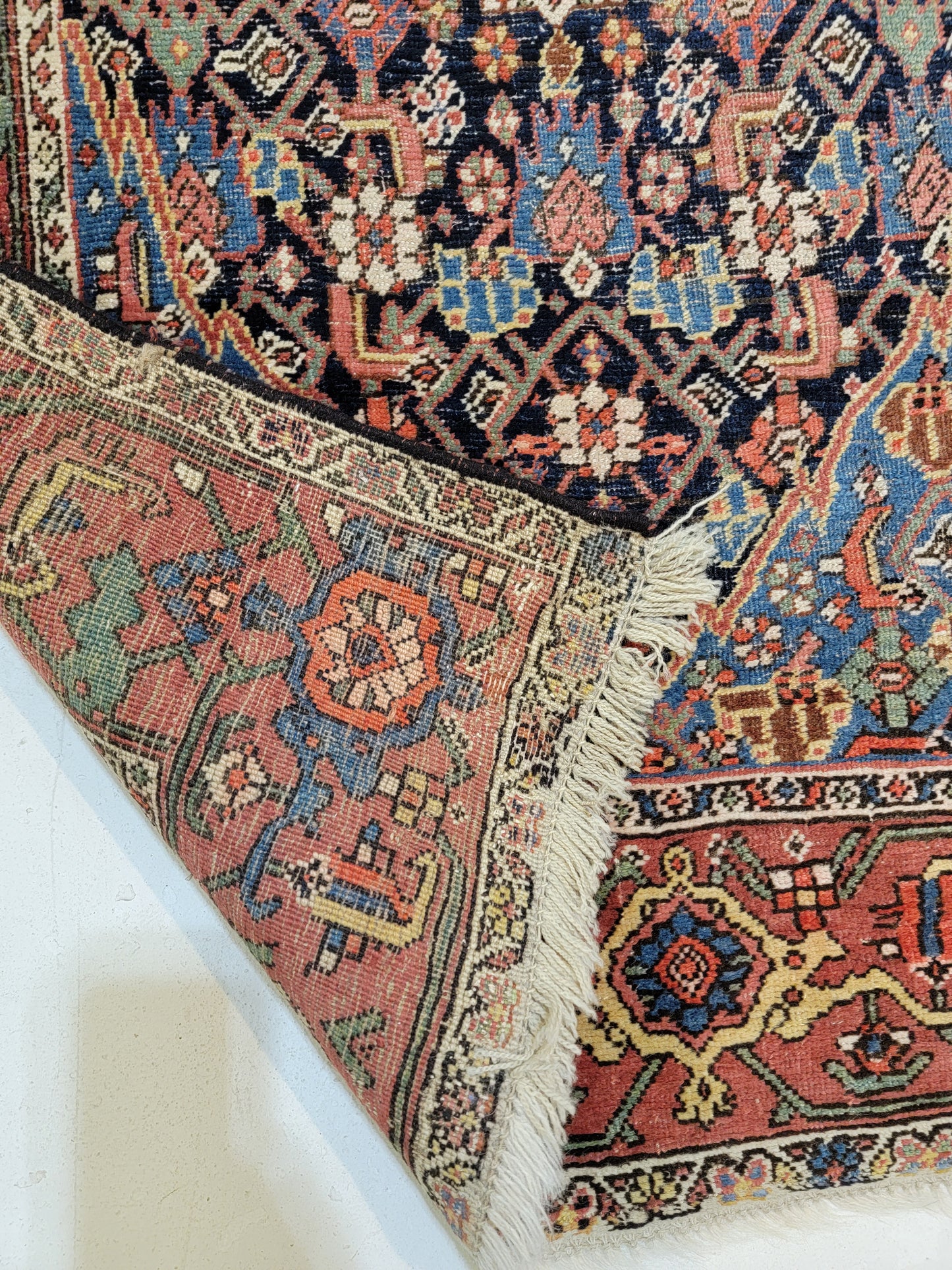 Antique Hand-Knotted Wool Runner Bijar 3'7" x 8'11"