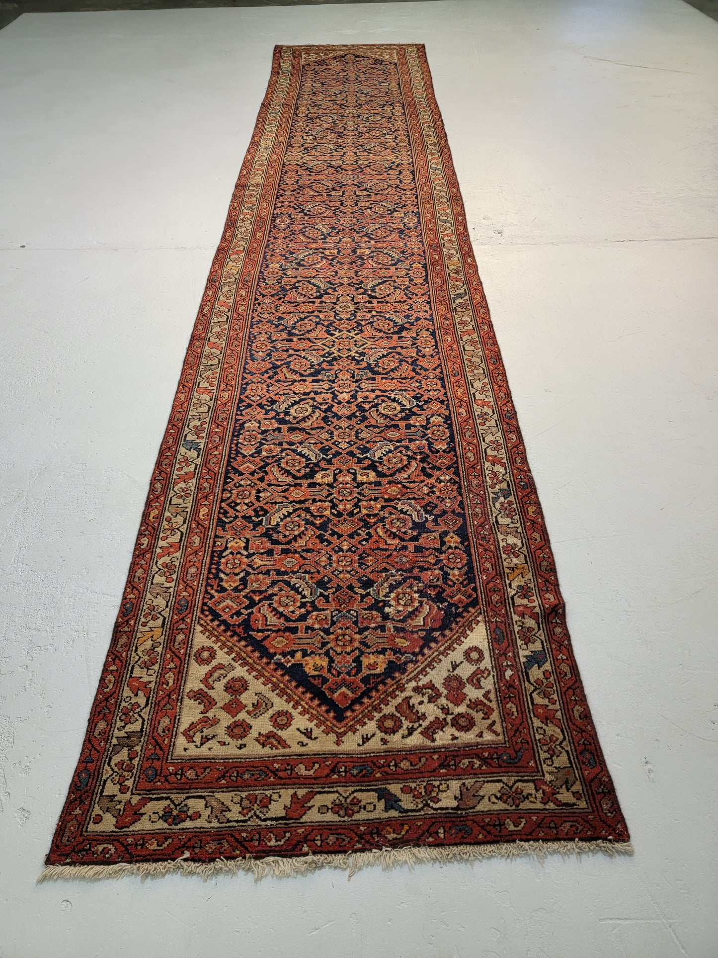 Antique Hand-Knotted Wool Runner Malayer 3'3" x 16'5"