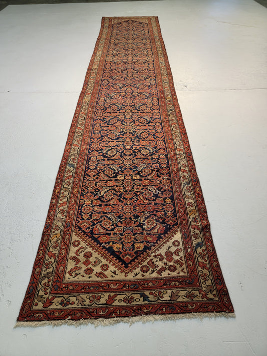 Antique Hand-Knotted Wool Runner Malayer 3'3" x 16'5"