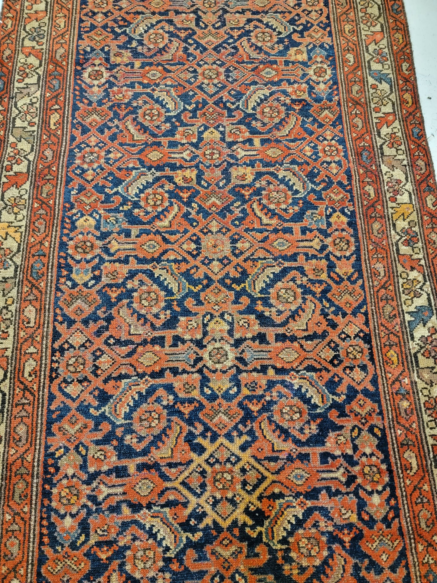 Antique Hand-Knotted Wool Runner Malayer 3'3" x 16'5"