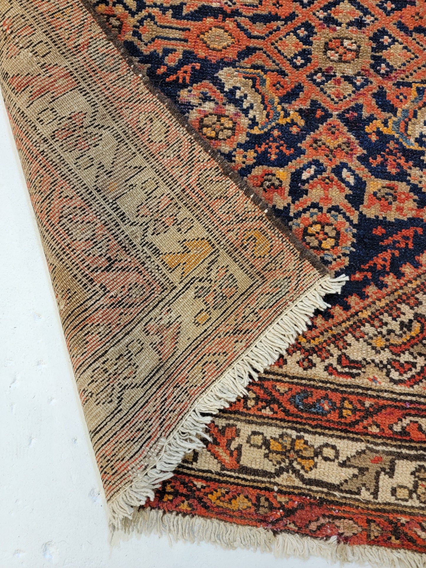 Antique Hand-Knotted Wool Runner Malayer 3'3" x 16'5"