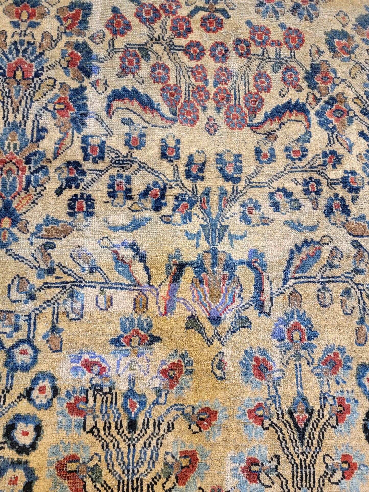 Antique Hand-Knotted Wool Runner Mahal 3'5" x 8'11"