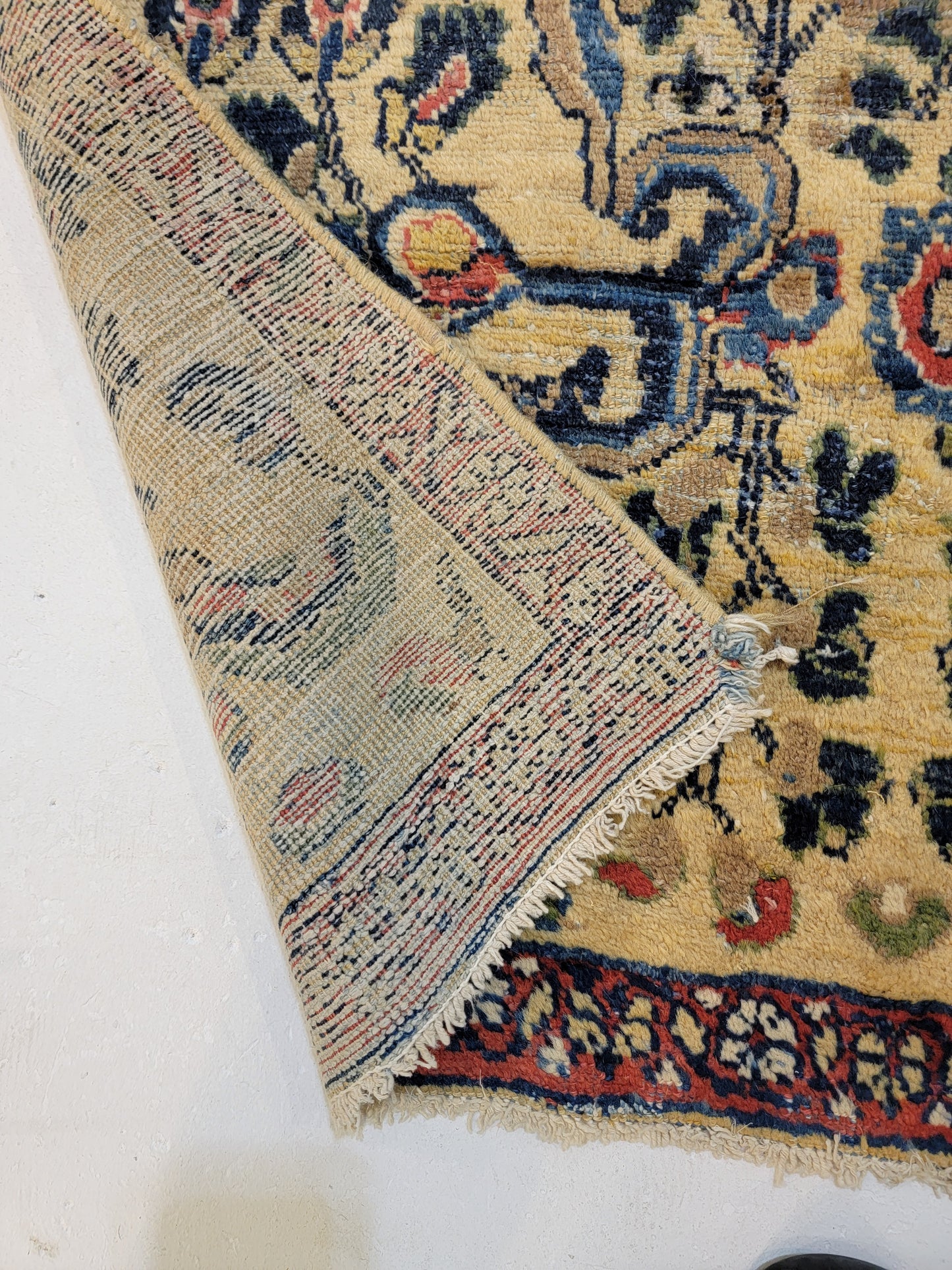Antique Hand-Knotted Wool Runner Mahal 3'5" x 8'11"