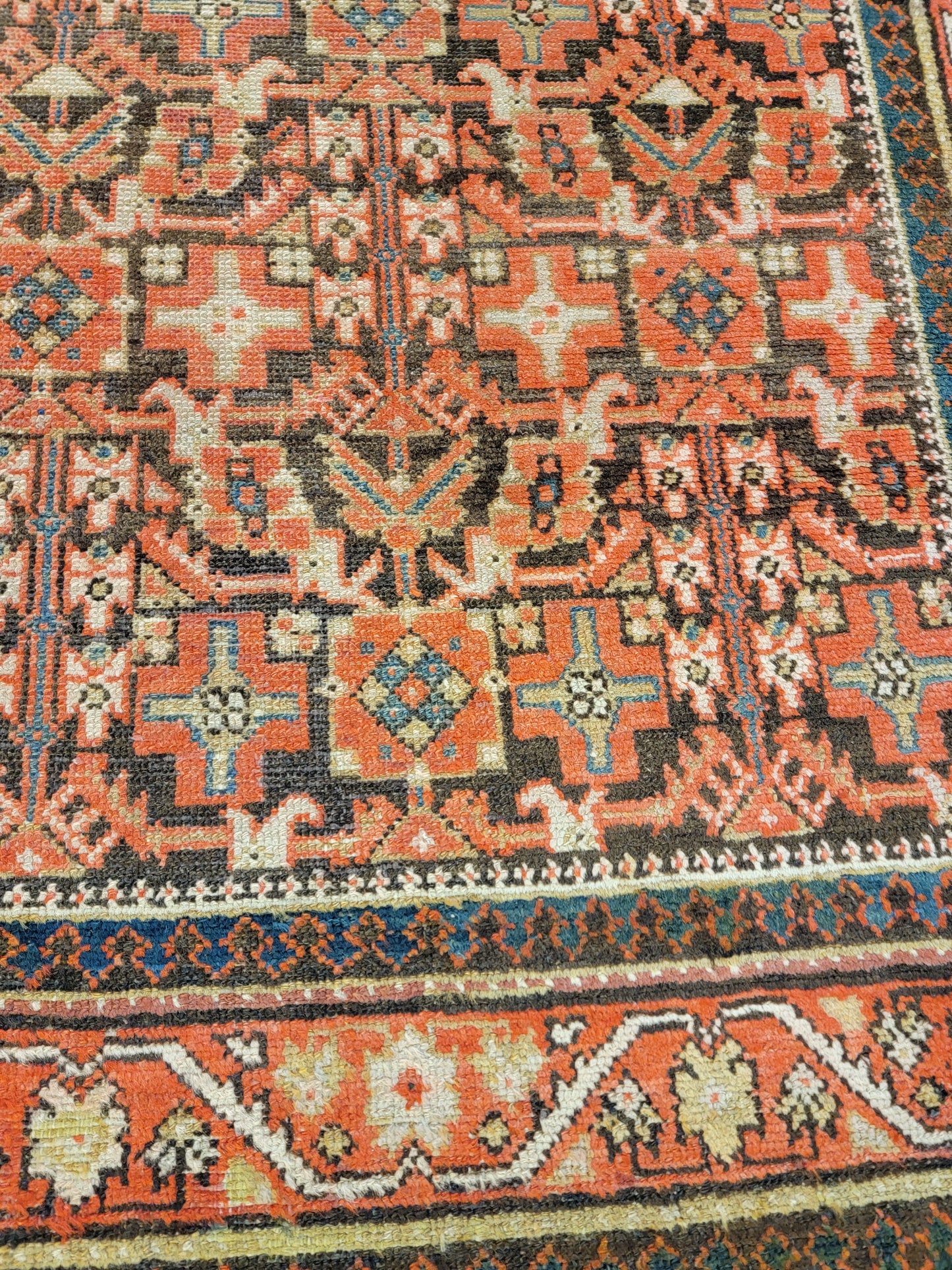 Antique Hand-Knotted Wool Runner Malayer 3'5" x 11'8"