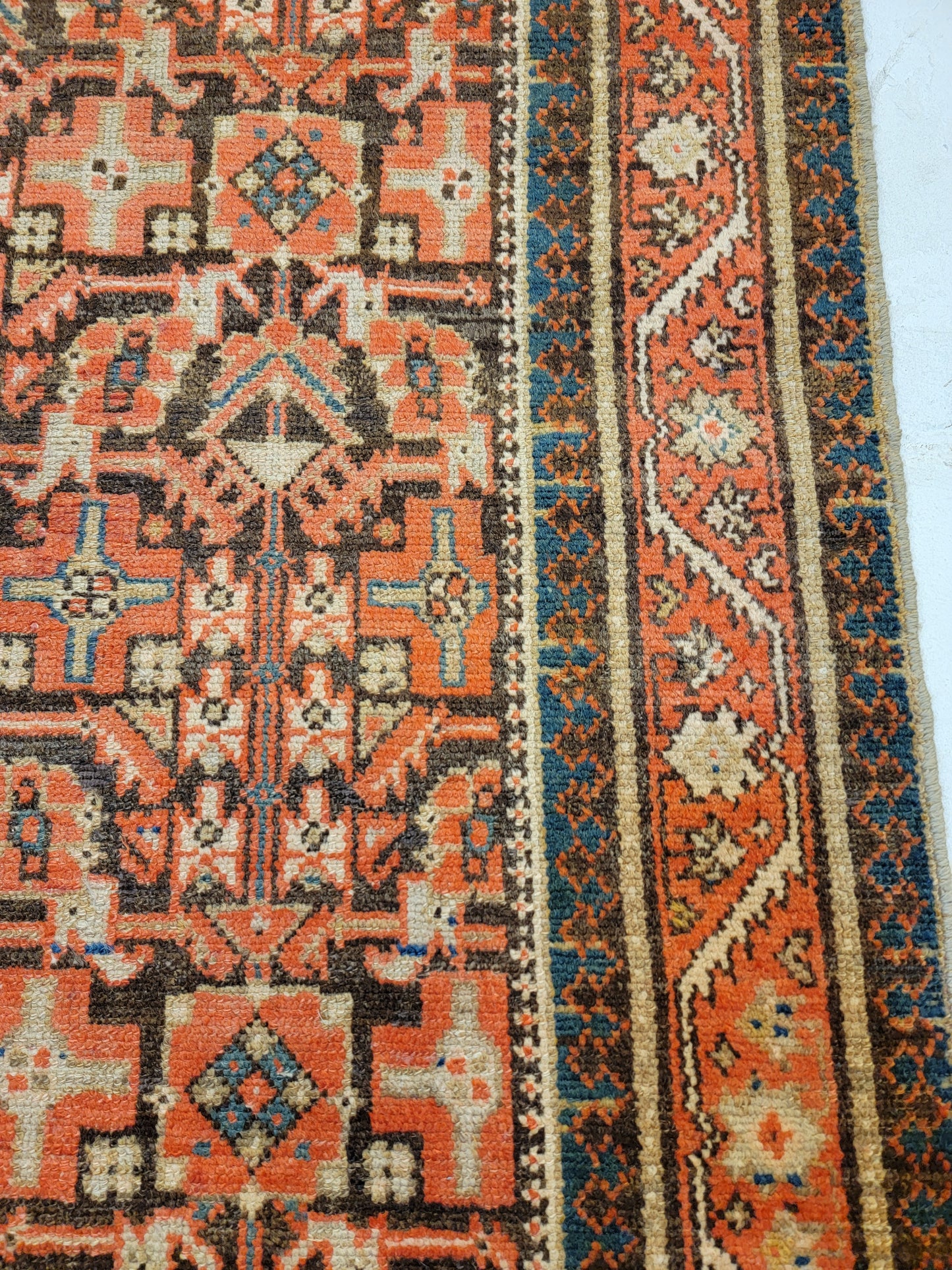 Antique Hand-Knotted Wool Runner Malayer 3'5" x 11'8"