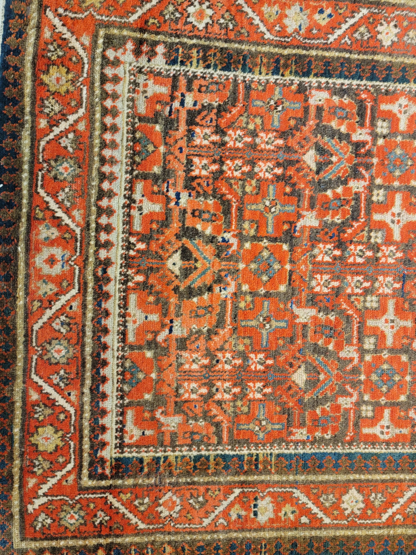 Antique Hand-Knotted Wool Runner Malayer 3'5" x 11'8"