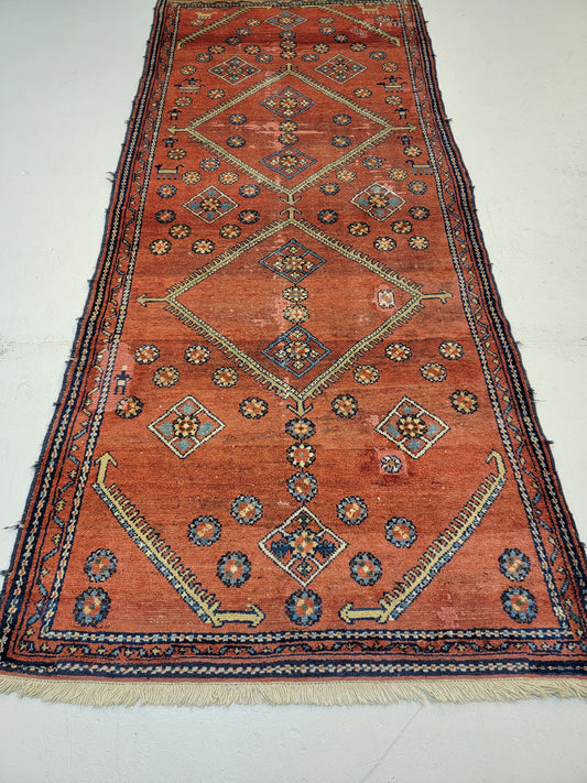 Antique Hand-Knotted Wool Runner Malayer 3'8" x 8'8"