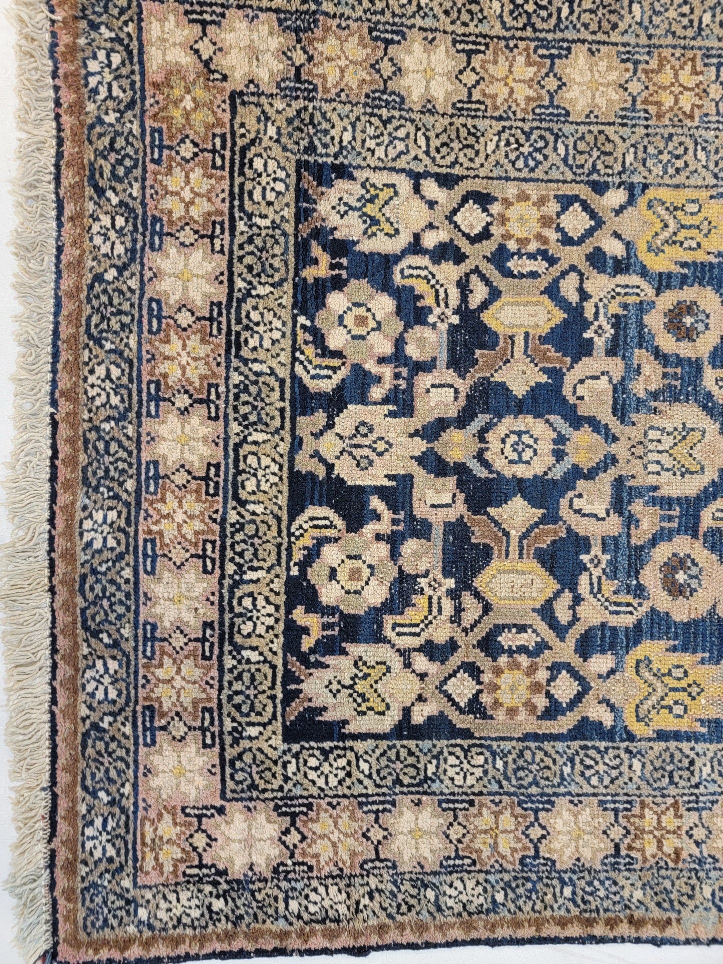 Hand-Knotted Wool Runner Antique Mahal Herati 3'6" x 8'6"