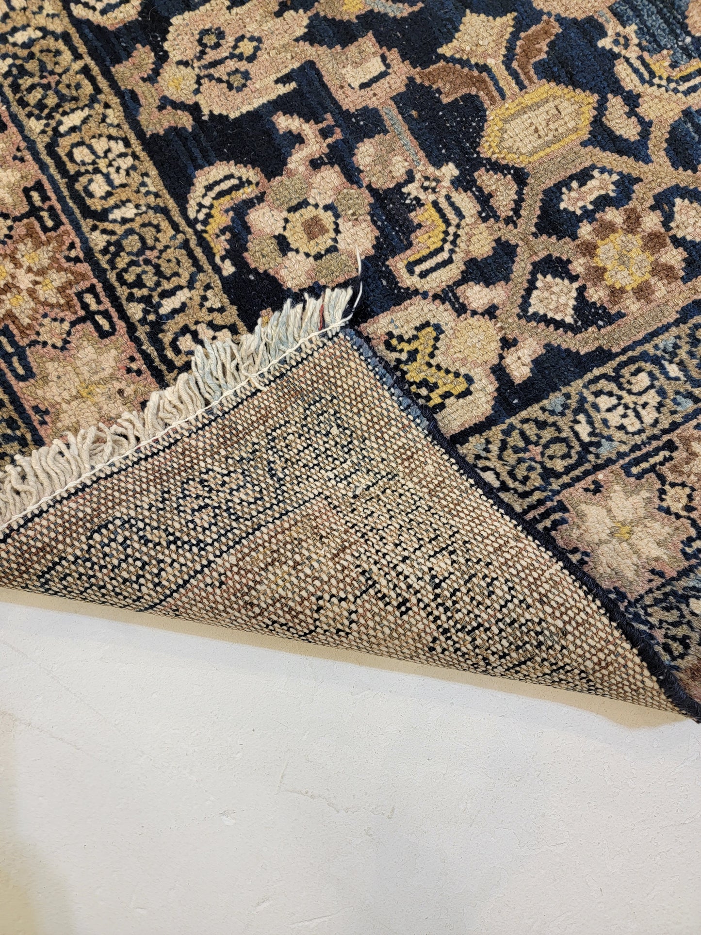 Hand-Knotted Wool Runner Antique Mahal Herati 3'6" x 8'6"