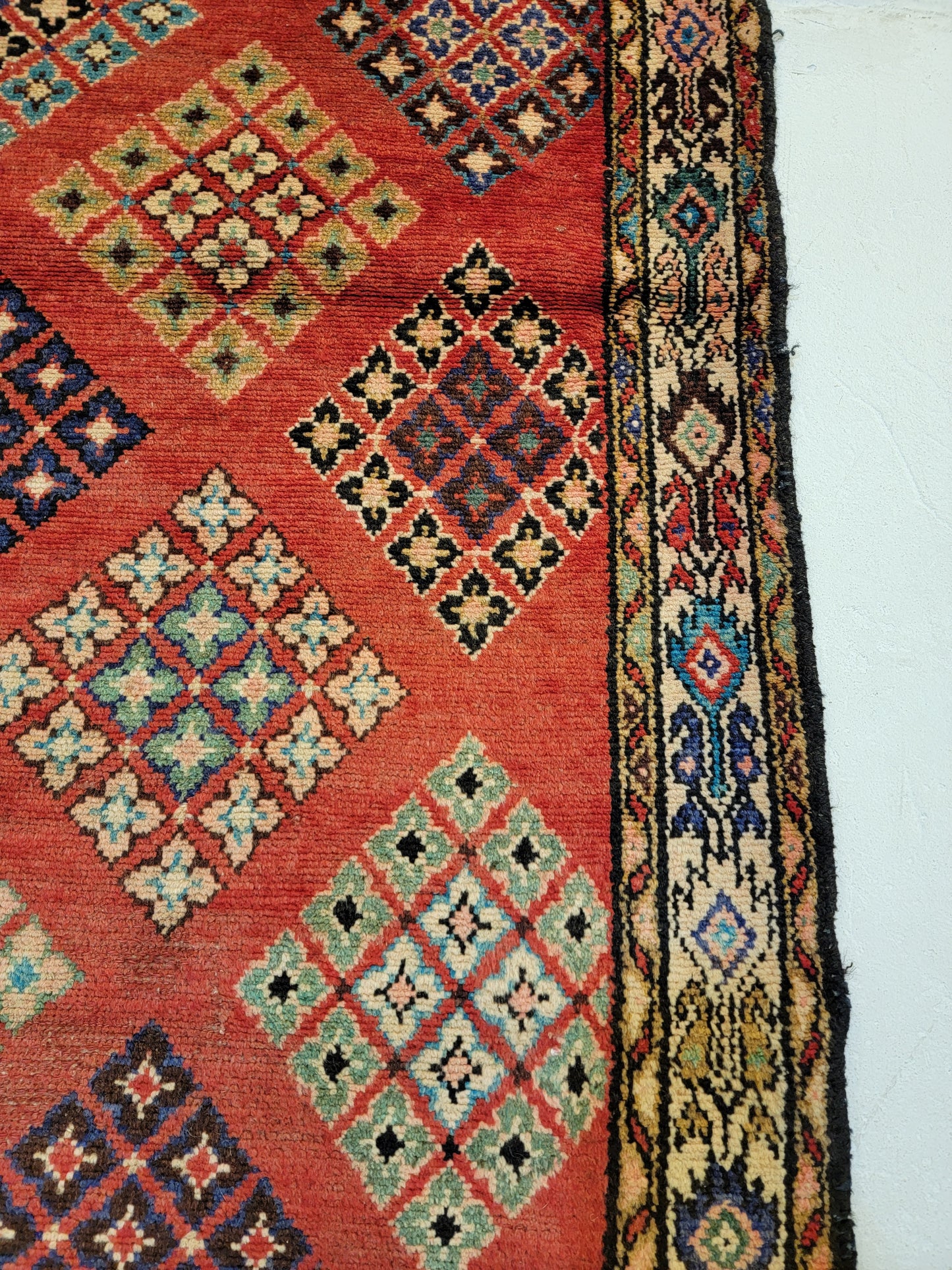 Antique Hand-Knotted Wool Runner Hamedan 3'5" x 9'4"