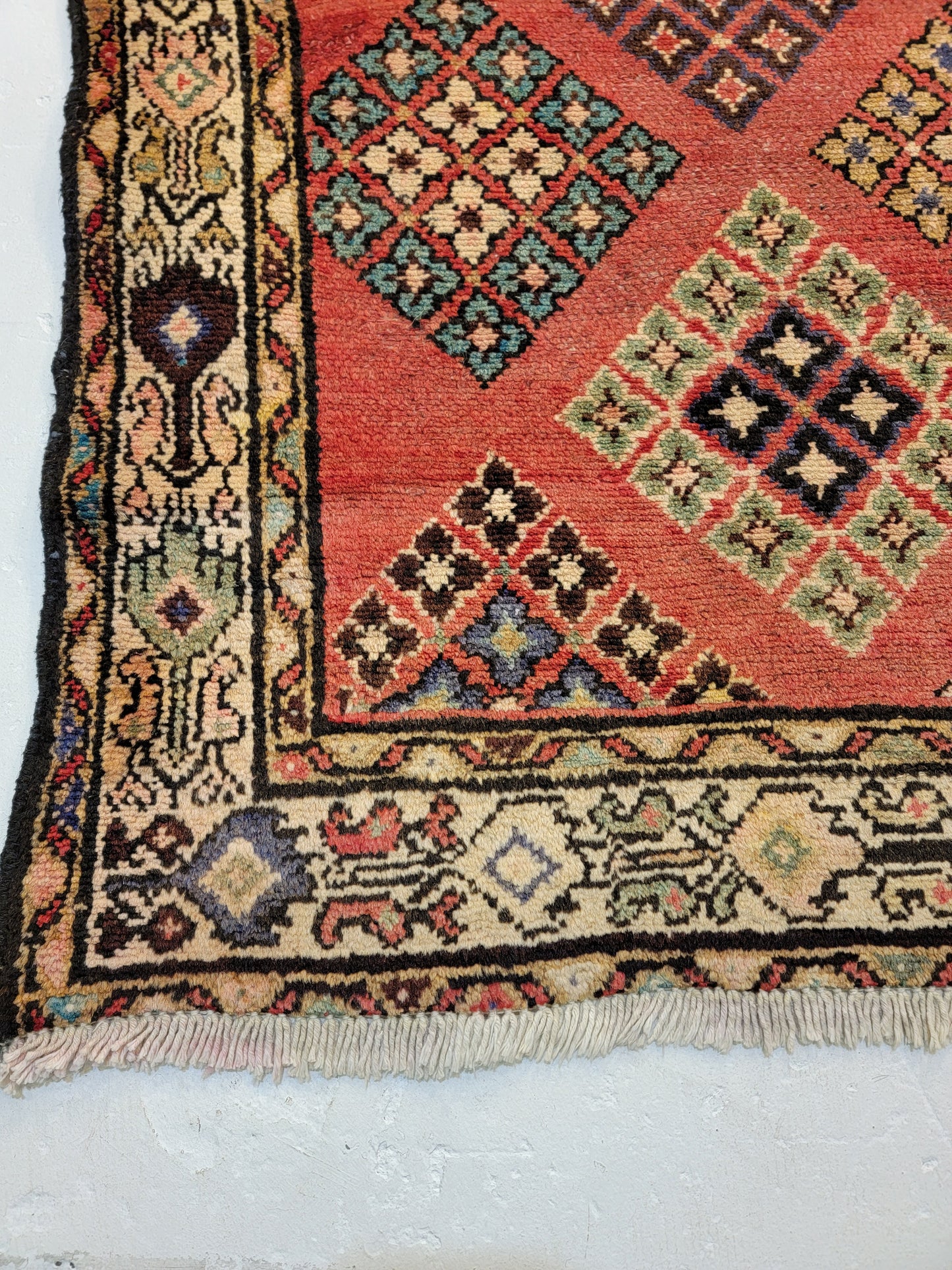 Antique Hand-Knotted Wool Runner Hamedan 3'5" x 9'4"